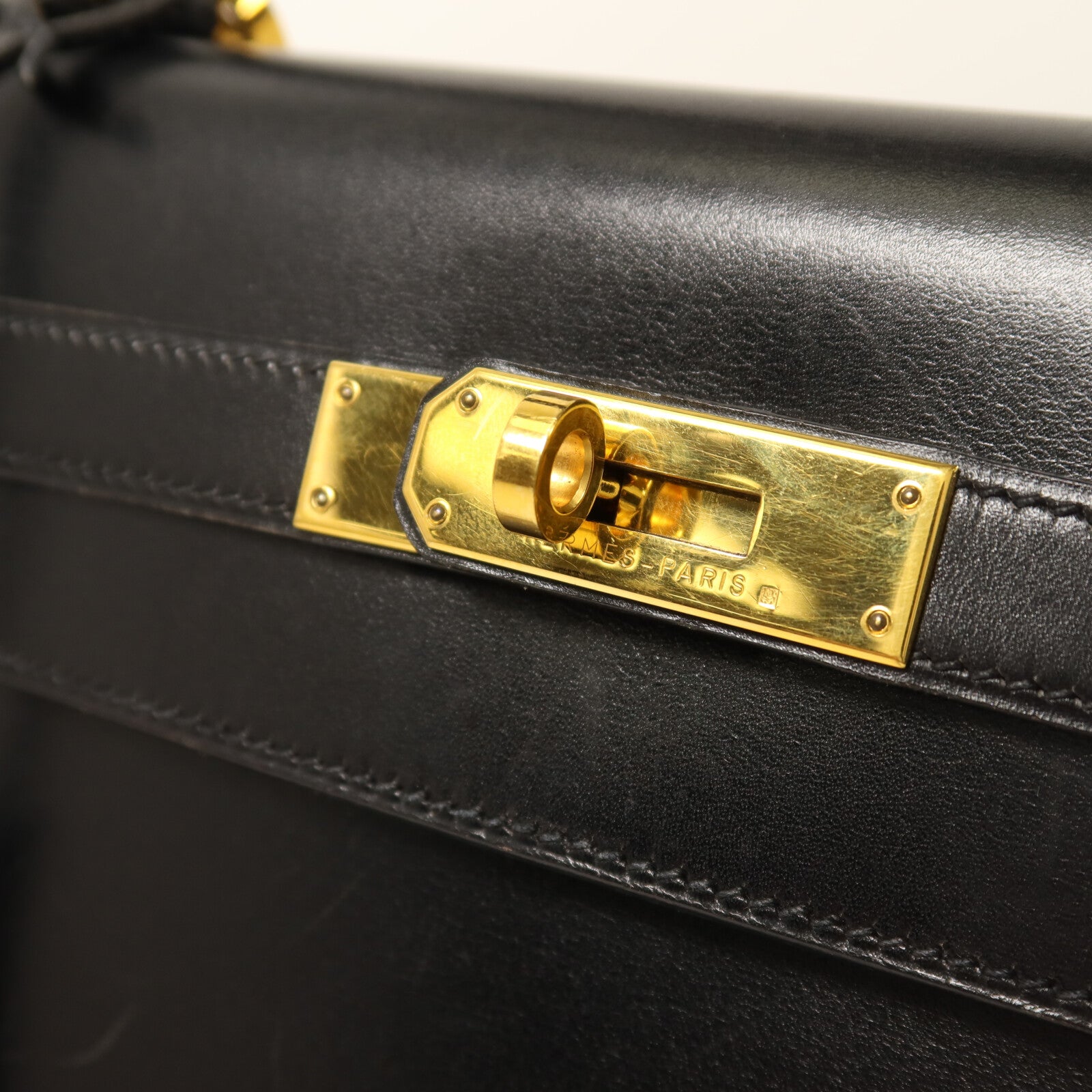 HERMES Box Calf皮革Kelly 32手挽肩背兩用袋Noir