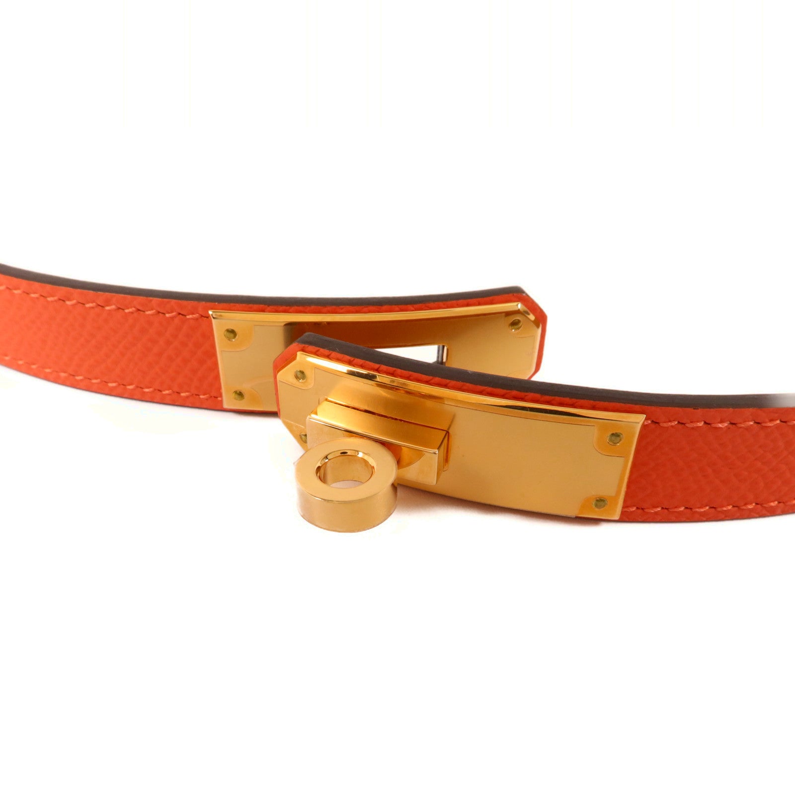 HERMES Epsom皮革Kelly 18 Belt皮帶Rose Jaipur