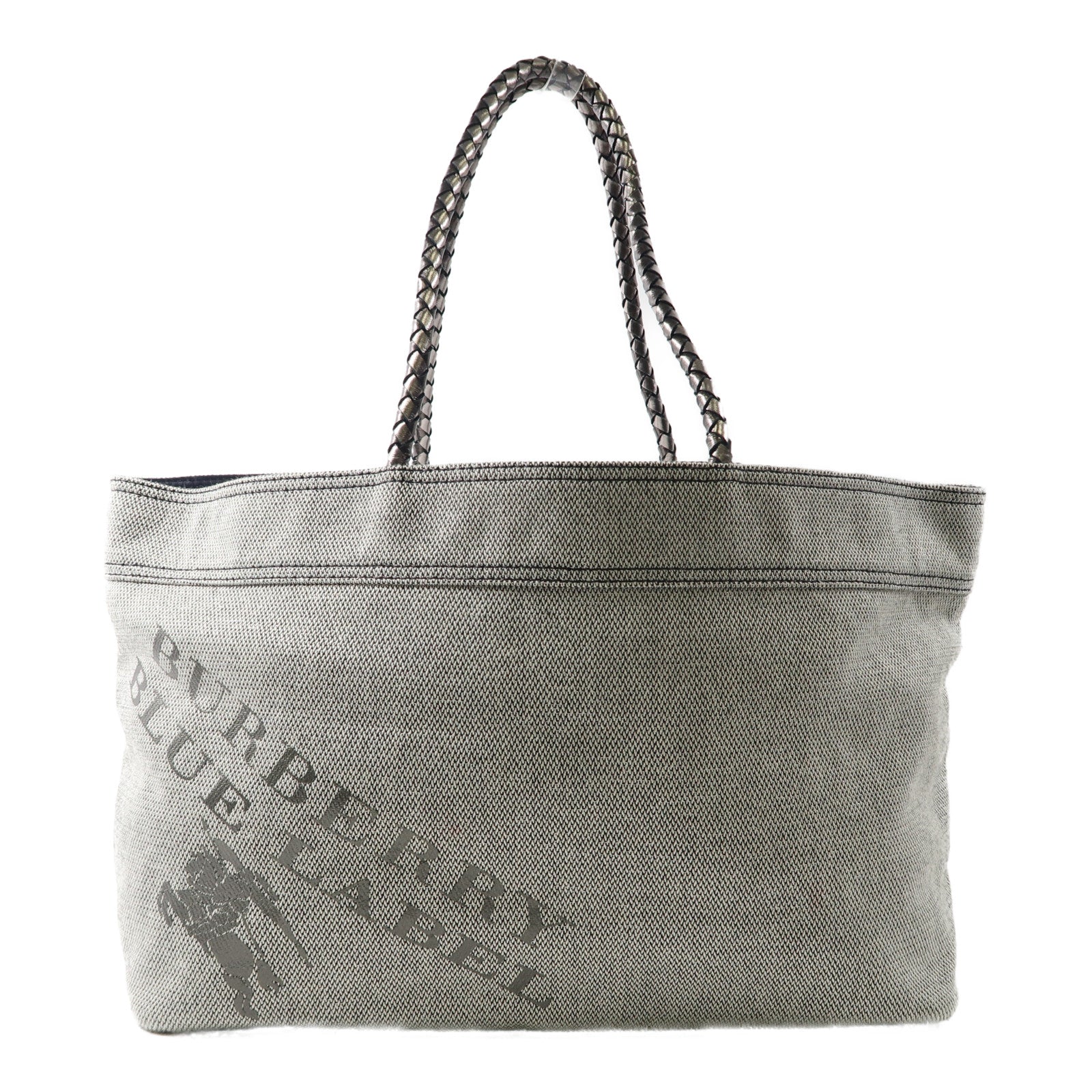 BURBERRY 帆布Tote Bag銀扣肩背袋銀色