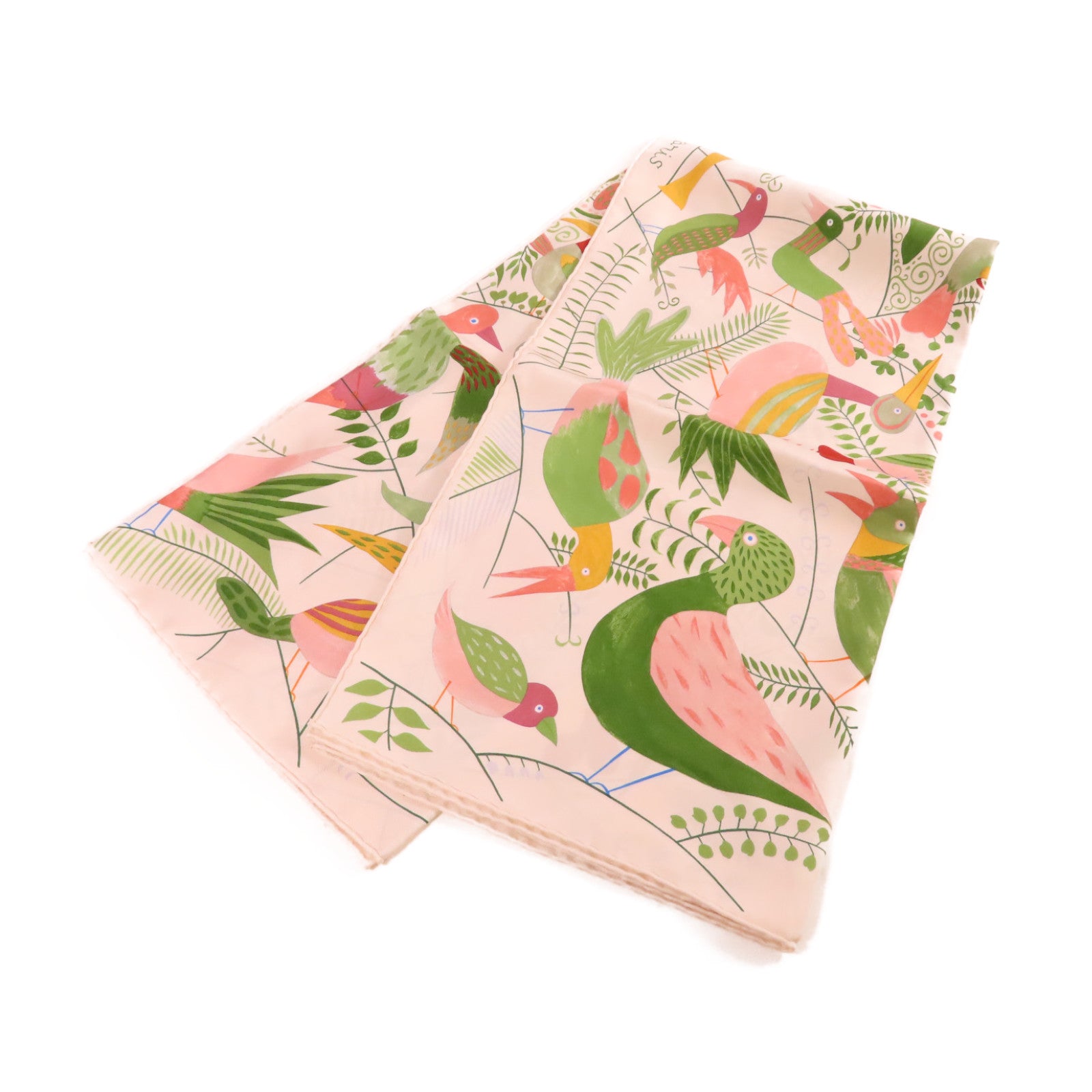 HERMES 絲質90x90 Scarf絲巾米色/粉紅色/綠色/彩色