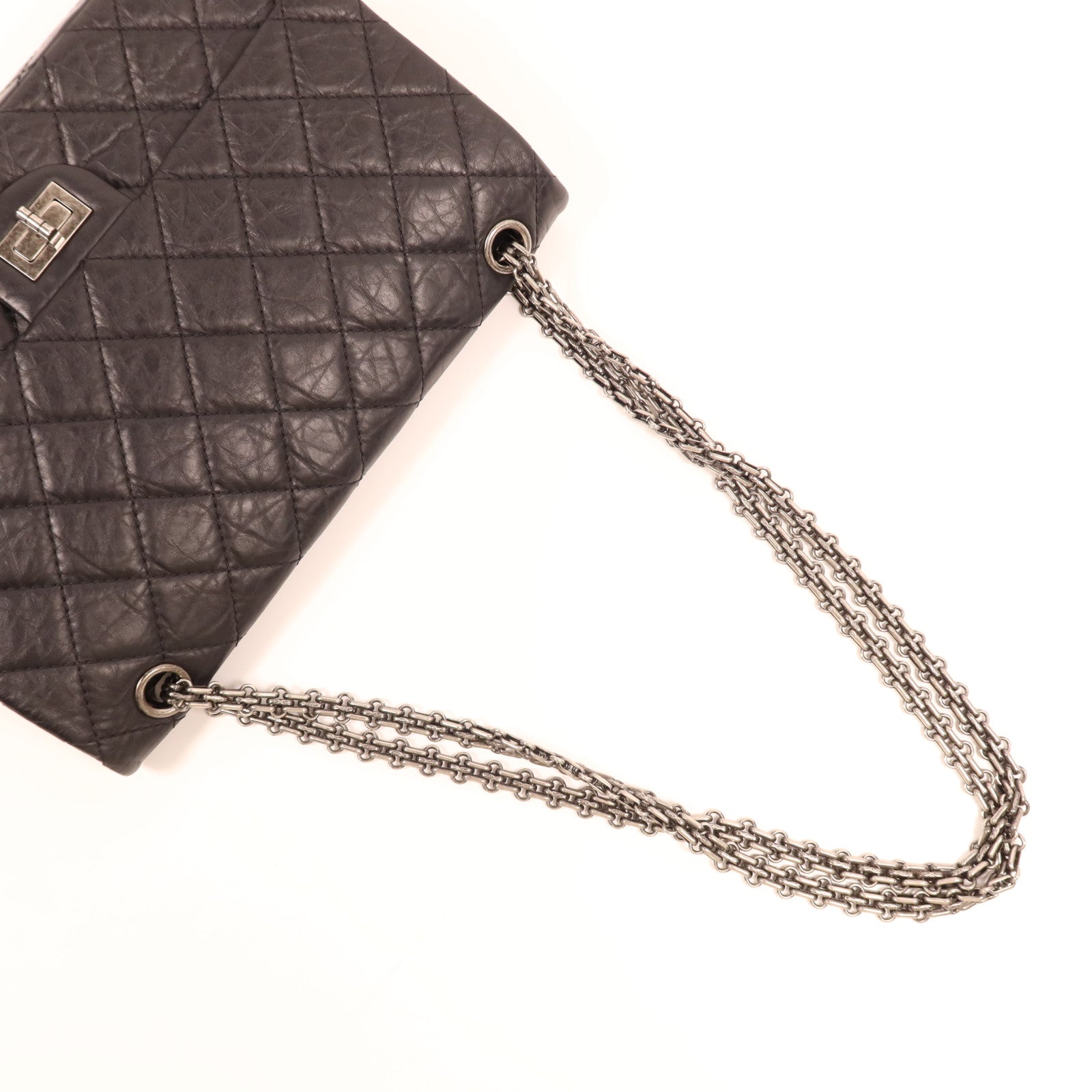 CHANEL 牛皮皮革2.55 Medium銀扣鏈帶肩背袋