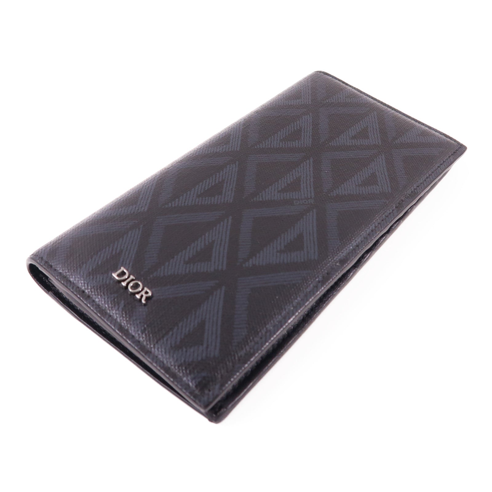 Dior 【激減優惠】塗層帆布Fold Wallet銀扣長錢包黑色