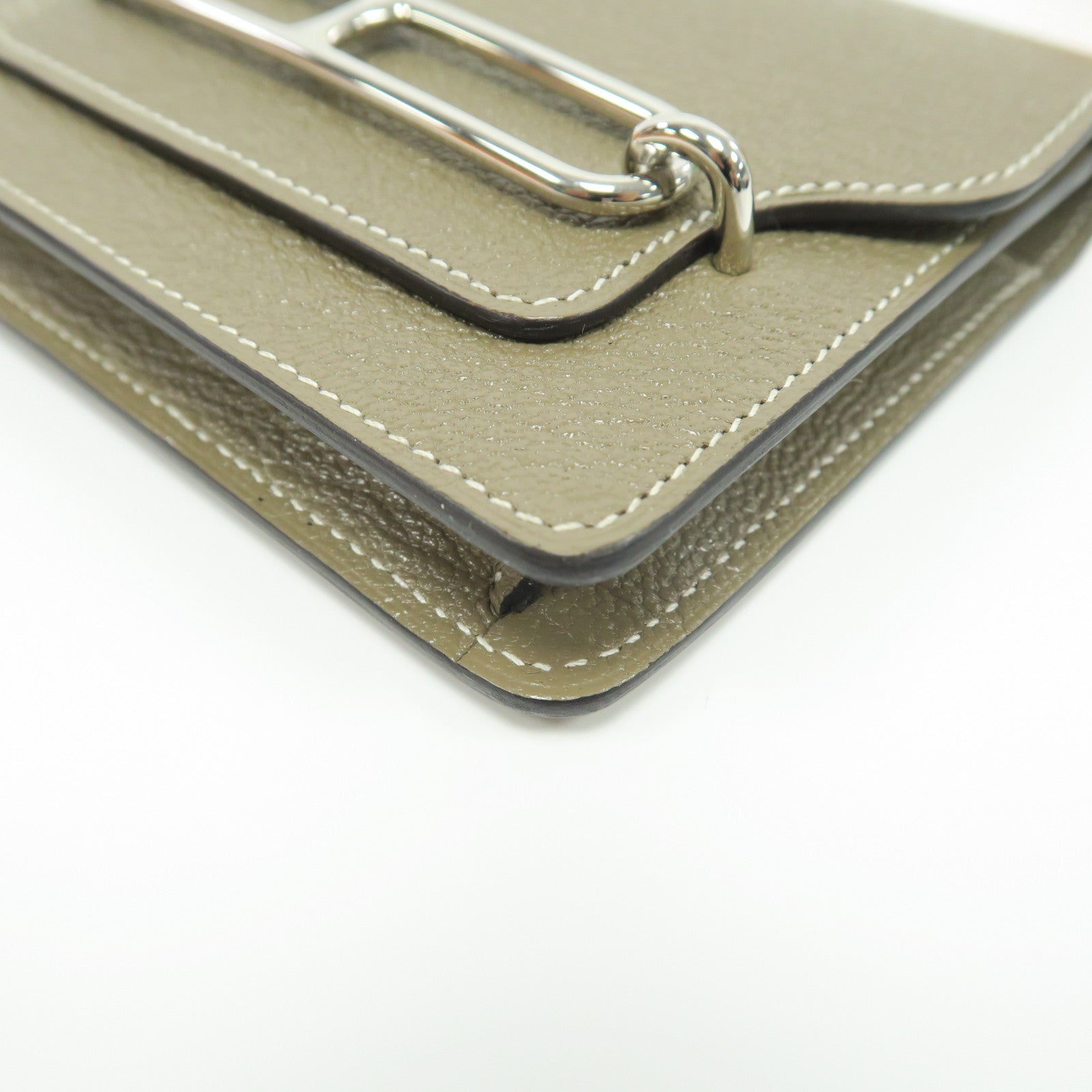 HERMES Chevre皮革Roulis Slim銀扣腰包大象灰色