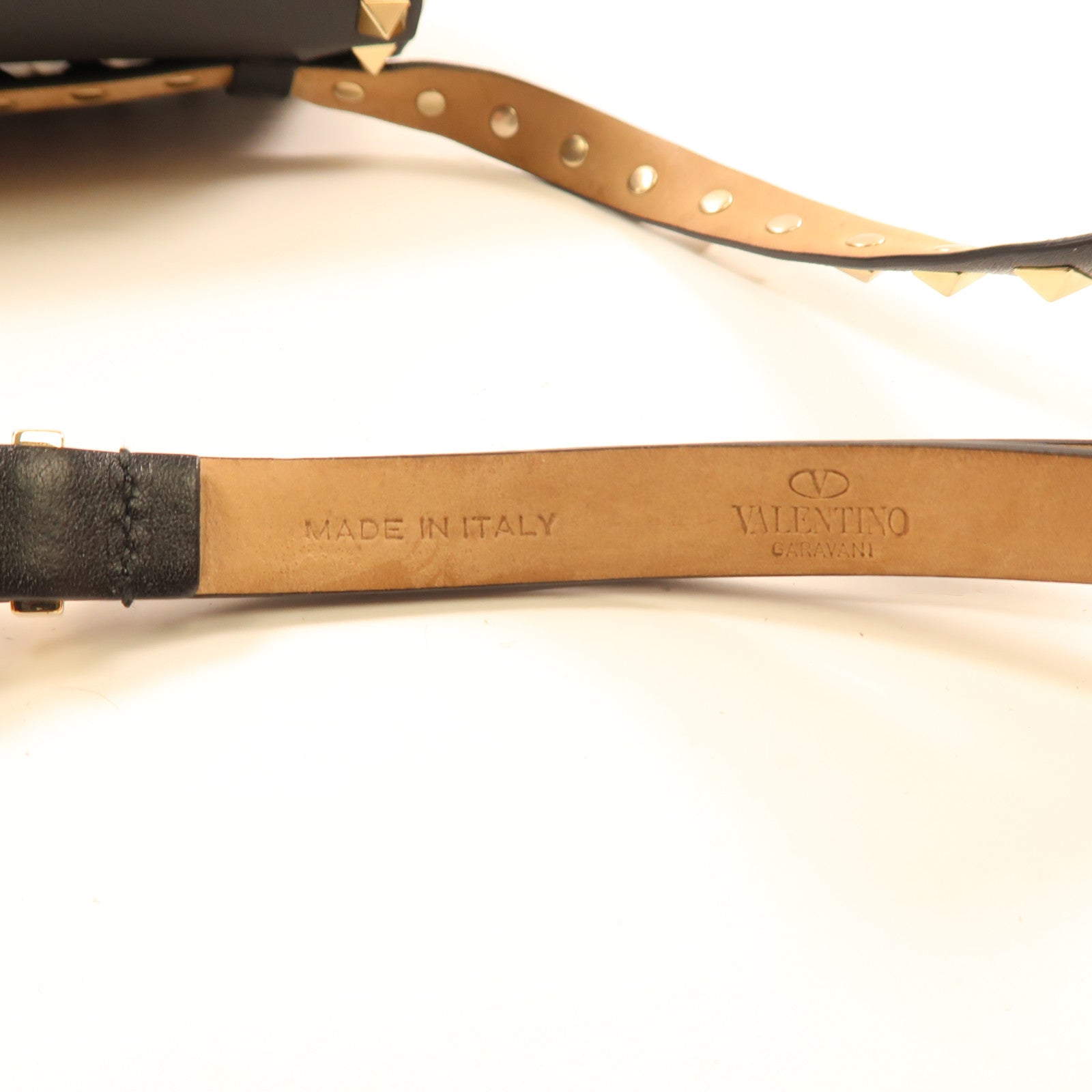 Valentino GHW Waist Bag Calfskin Leather Black