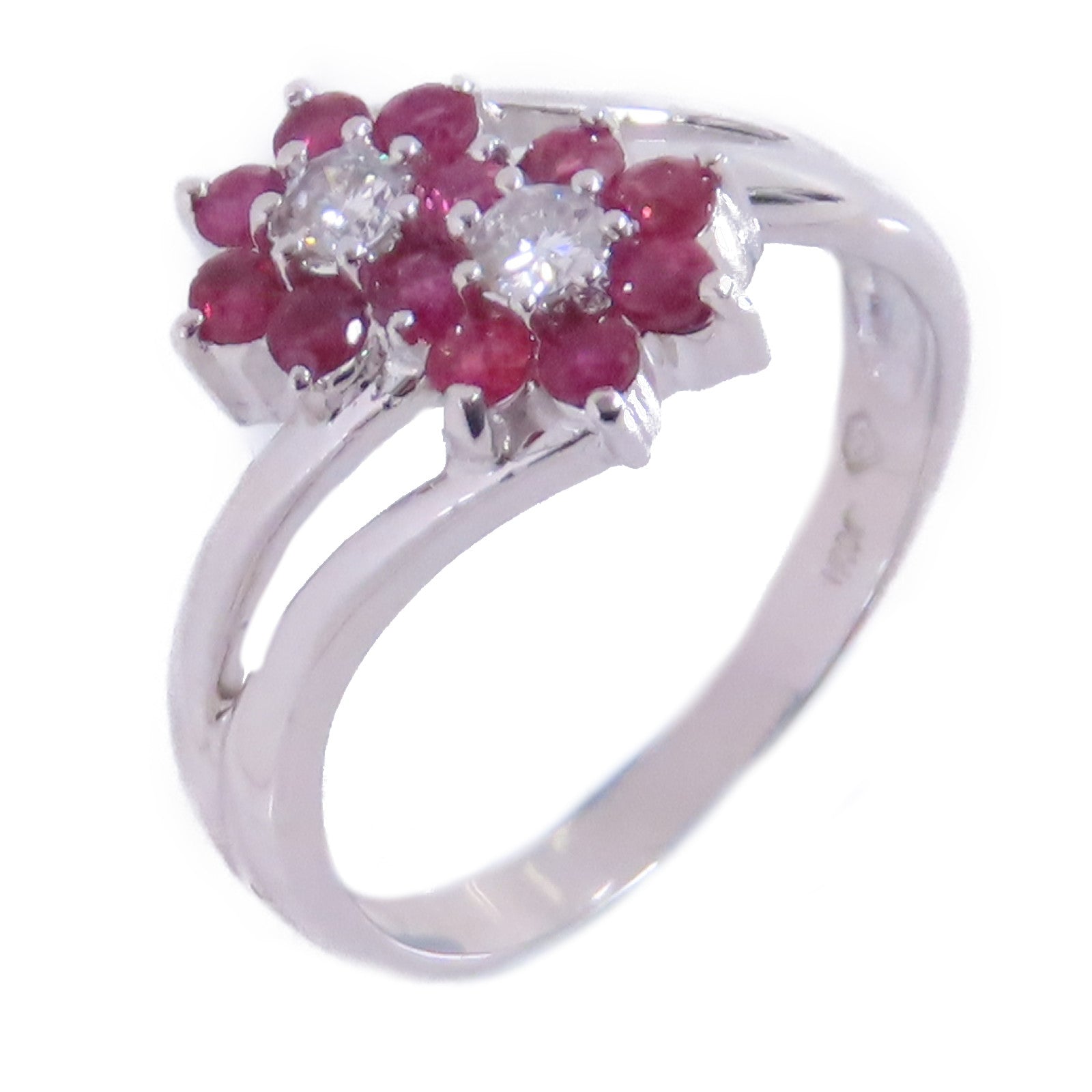 JEWELRY 【激減優惠】18K白金/紅寶石/鑽石Ruby Diamond Ring戒指US#7