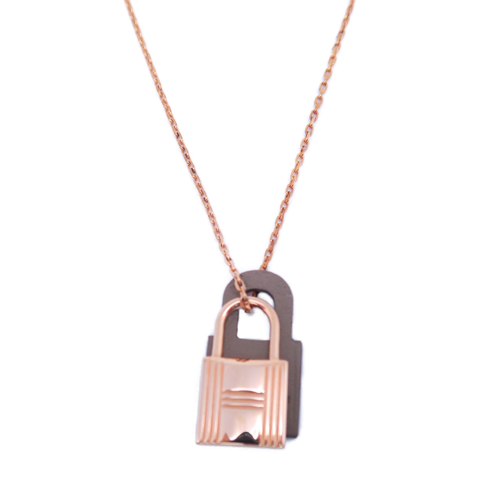 HERMES 【激減優惠】18K玫瑰金O'Kelly Necklace項鍊玫瑰金/卡其色