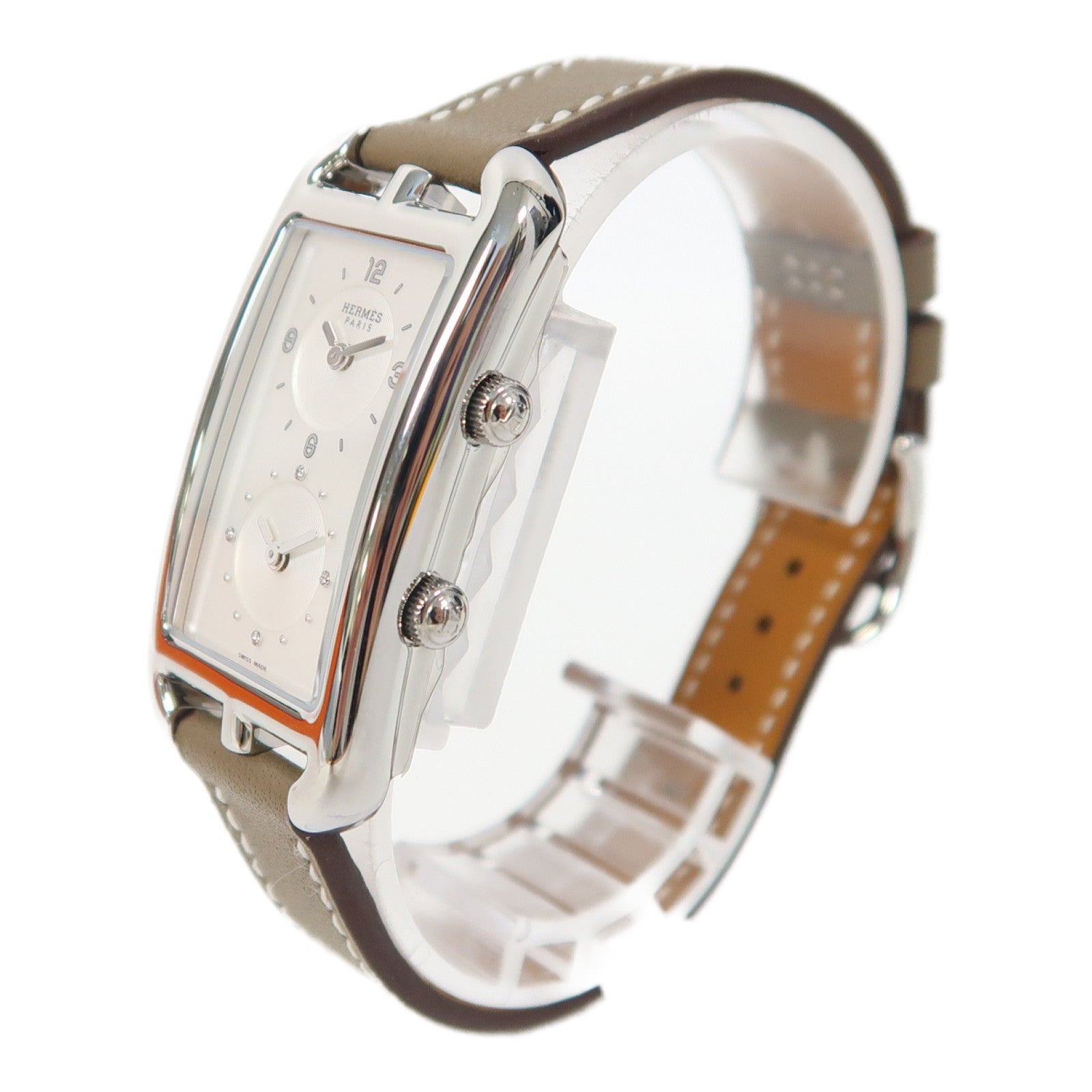 HERMES Nantucketn Dual Time不鏽鋼手錶石英機芯白色