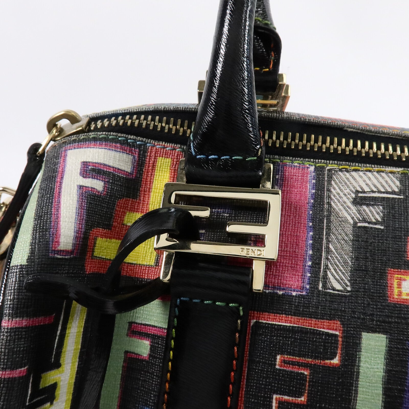 FENDI 塗層帆布Boston Small手挽袋