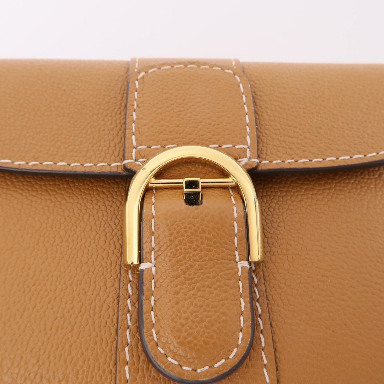 Delvaux 牛皮皮革Wallet金扣錢包棕色