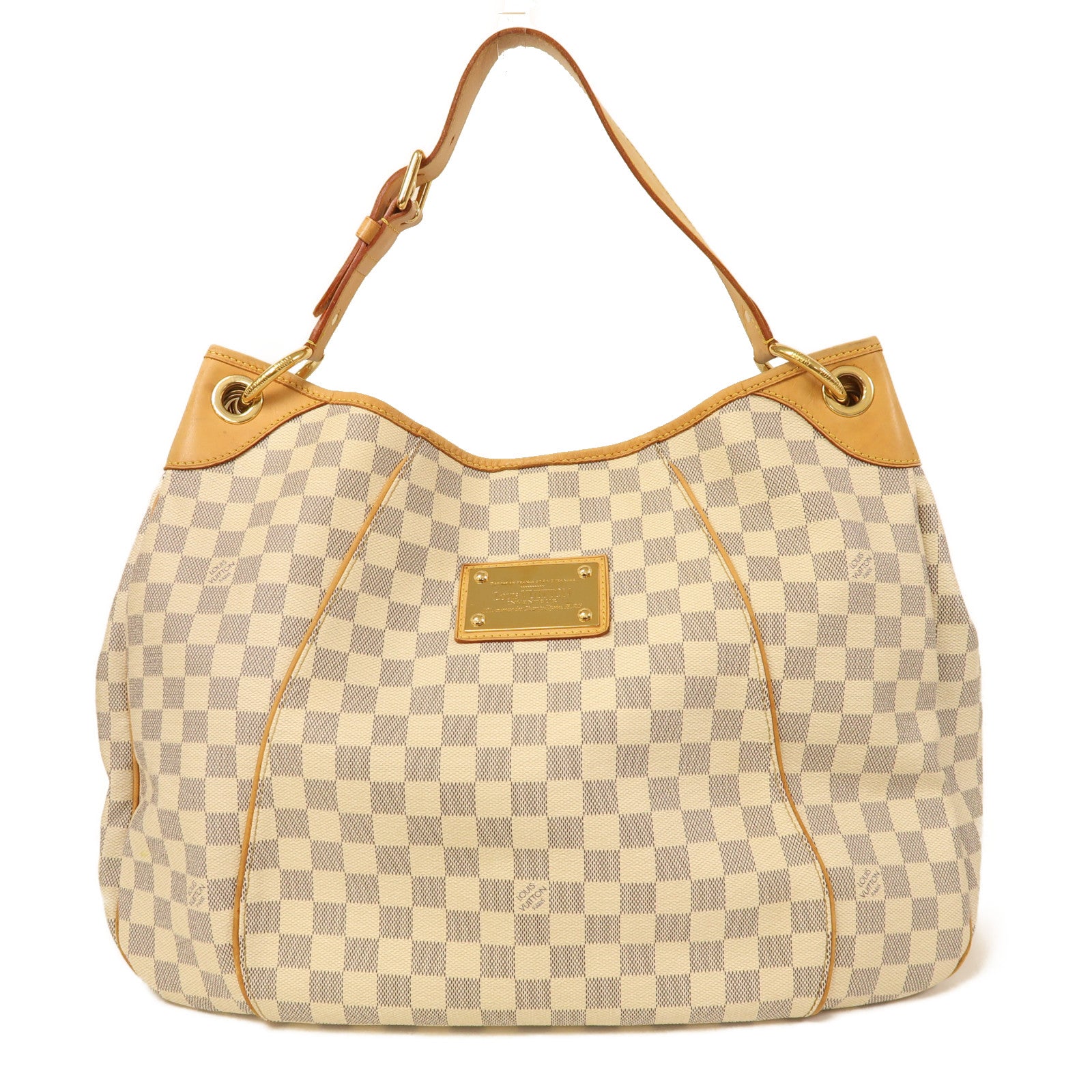 LOUIS VUITTON【激減優惠】 Damier Azur Galliera GM金扣肩背袋白色