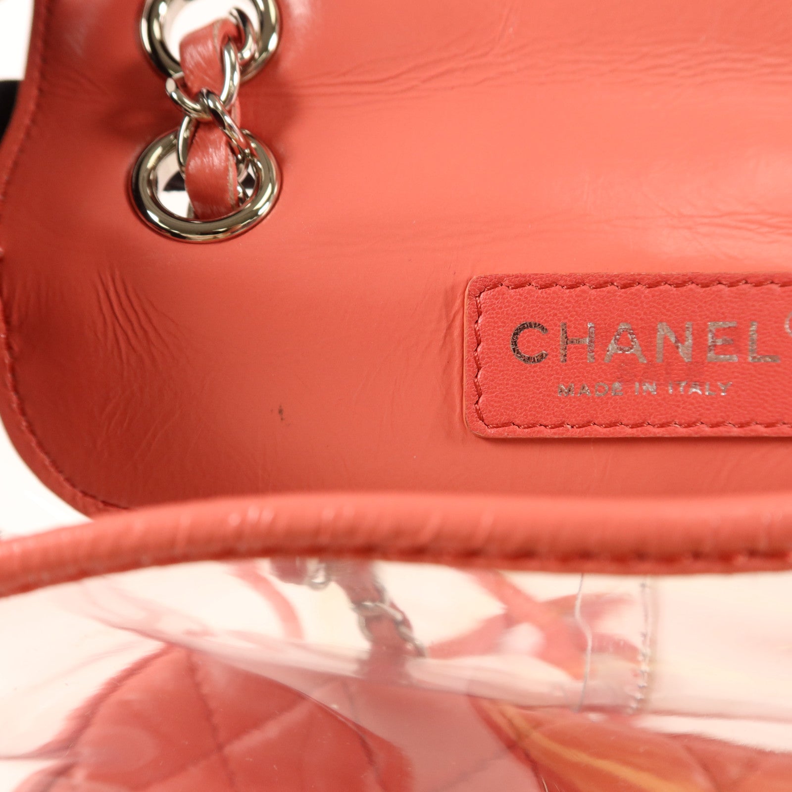 CHANEL 牛皮皮革/PVC Matelasse Backpack銀扣背包