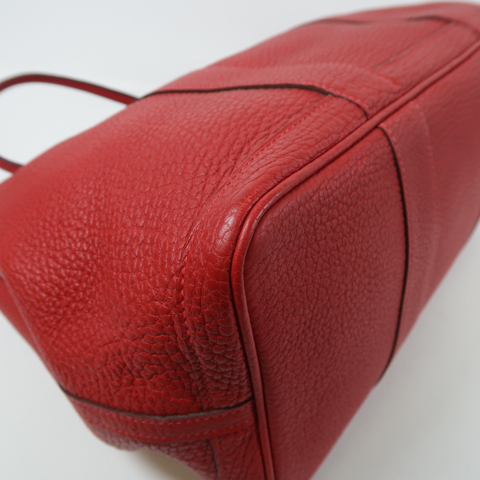 HERMES Negonda皮革Garden Party PM銀扣手挽袋Rouge Piment