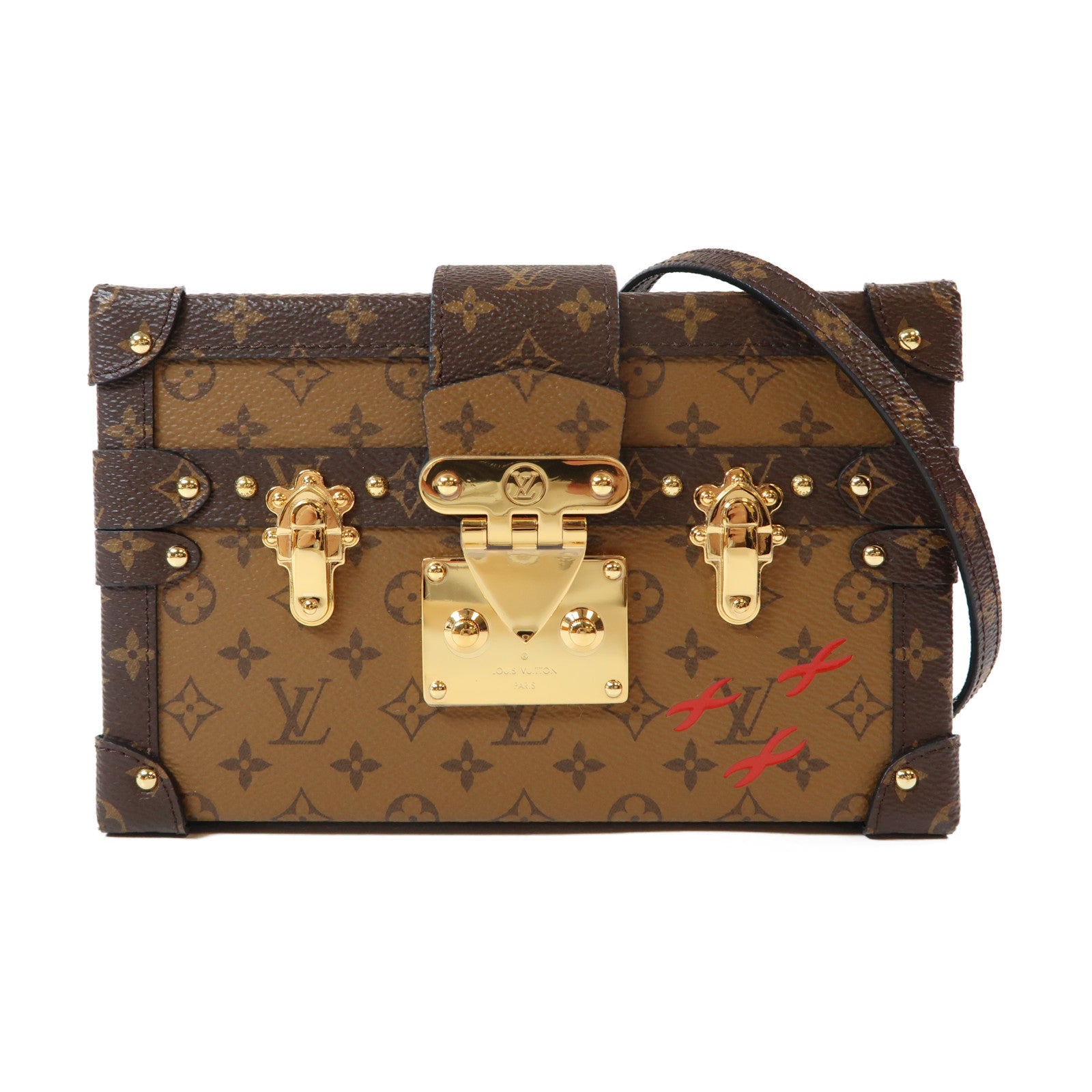 LOUIS VUITTON Monogram Reverse Petite Malle金扣肩背袋啡色