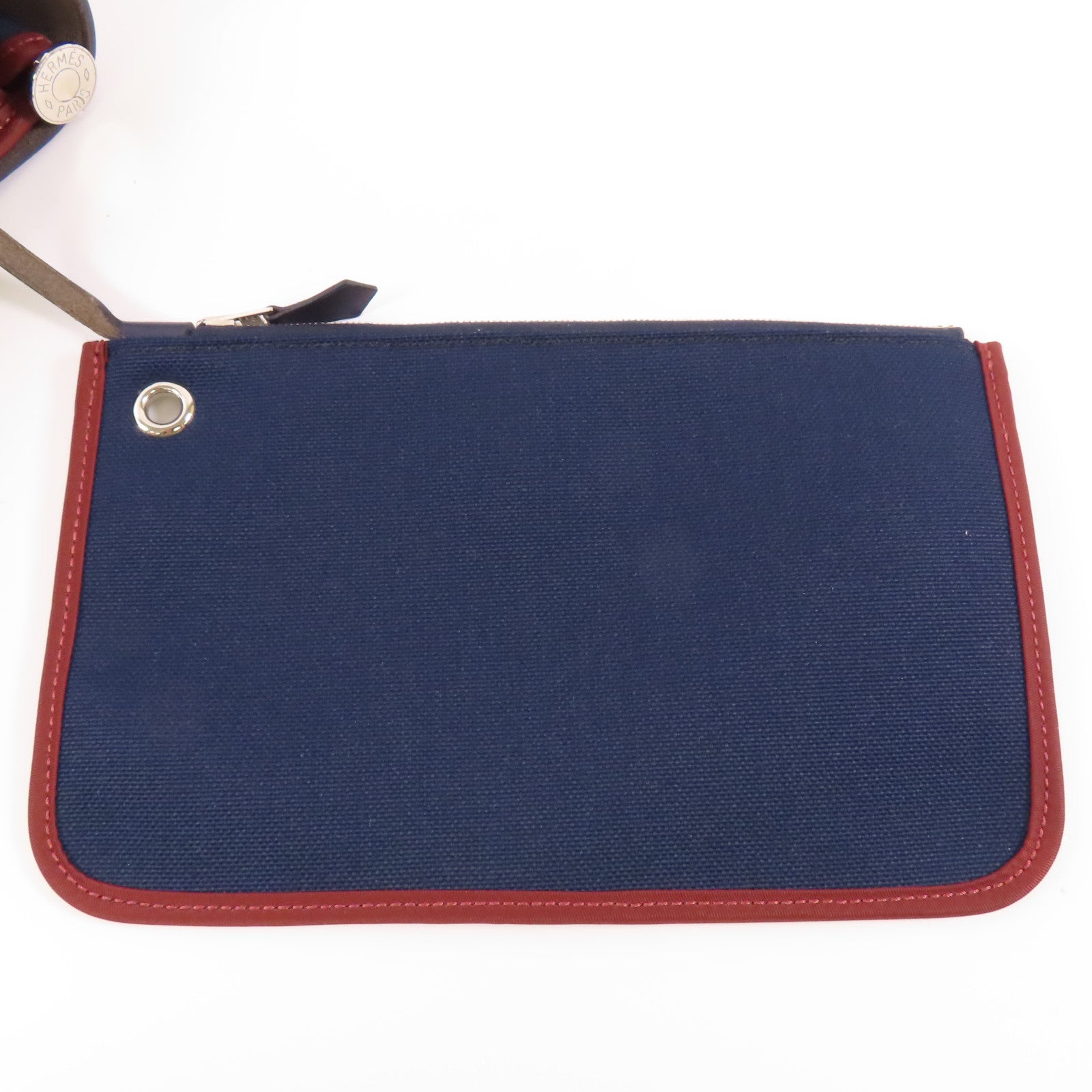 HERMES 帆布Herbag銀扣手挽肩背兩用袋76 Bleu Indigo