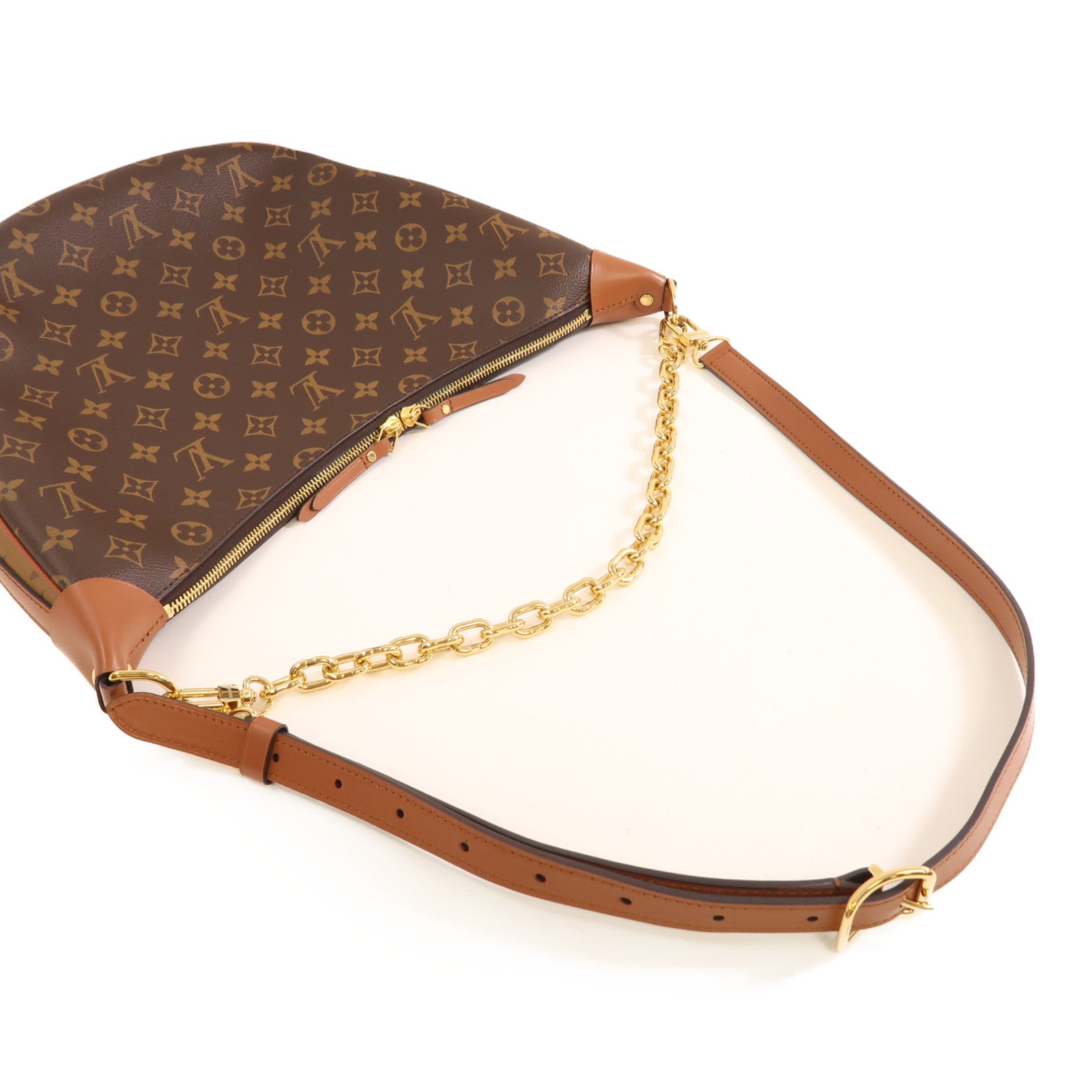 LOUIS VUITTON Monogram Reverse Loop Hobo金扣手挽肩背兩用袋