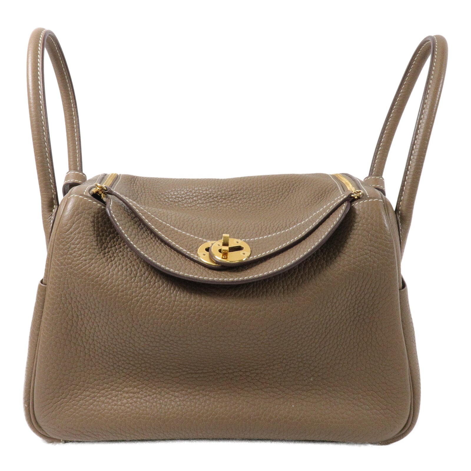HERMES Clemence皮革Lindy 26手挽肩背兩用袋Etoupe