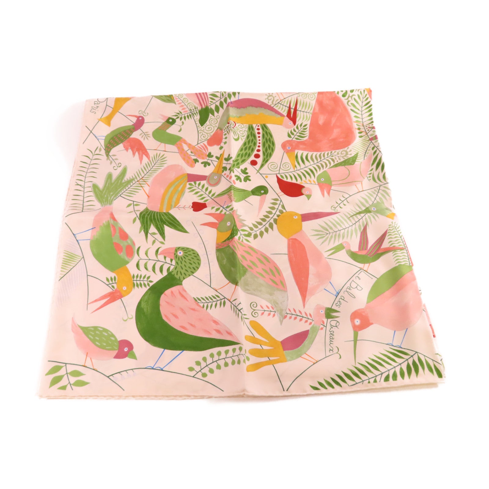 HERMES 絲質90x90 Scarf絲巾米色/粉紅色/綠色/彩色