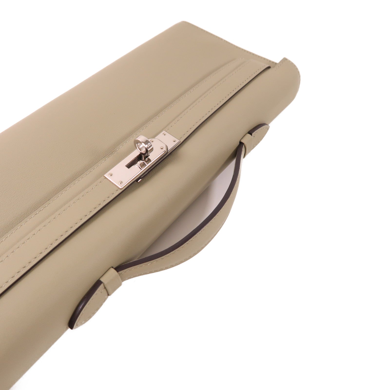 HERMES Swift皮革Kelly Cut銀扣手挽袋Sauge