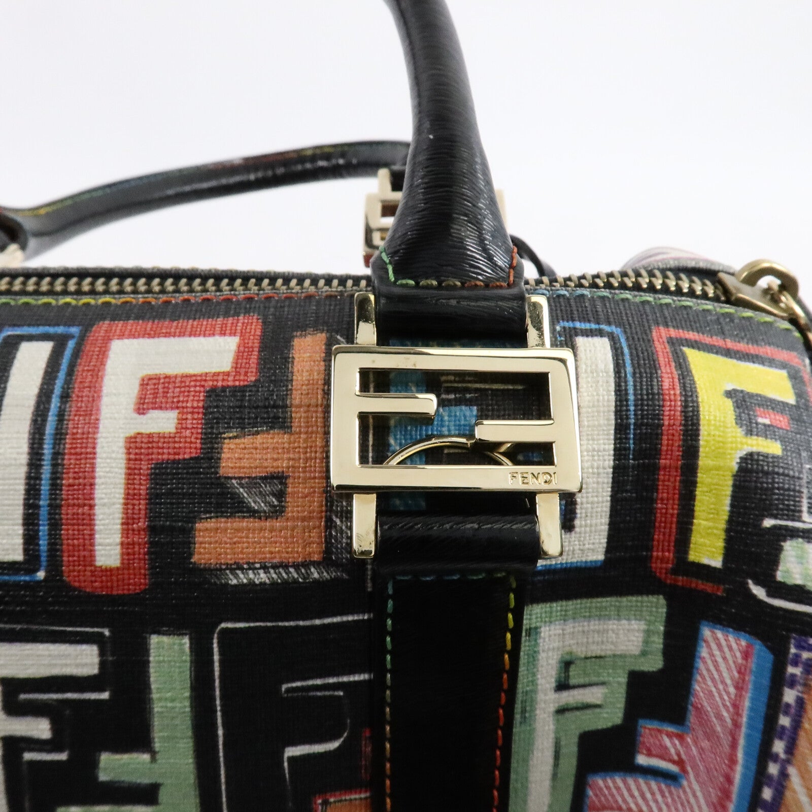 FENDI 塗層帆布Boston Small手挽袋