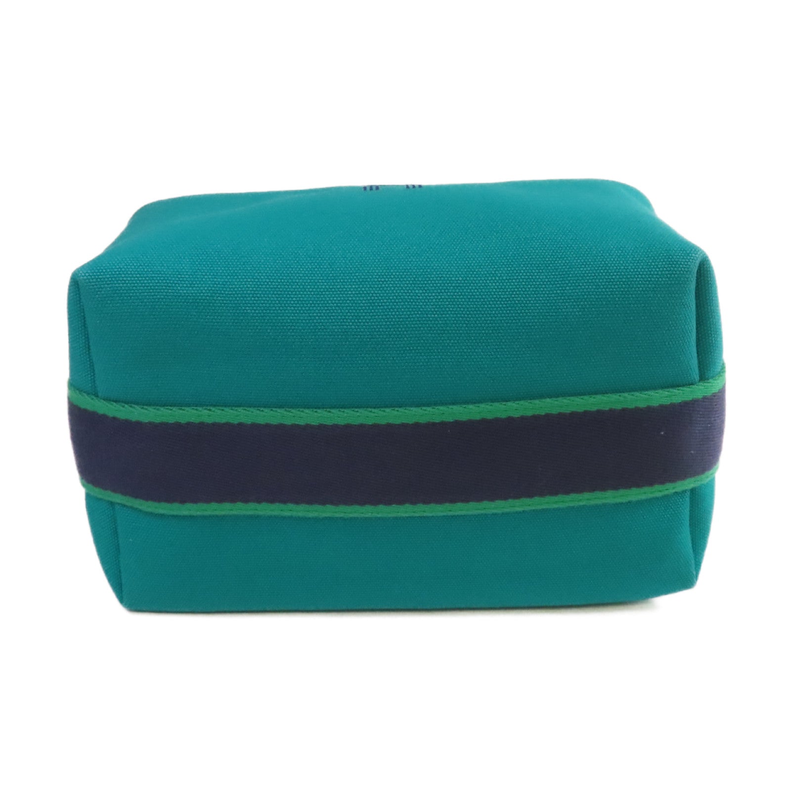 HERMES 帆布Small Bride-a-Brac Case銀扣手挽袋綠色