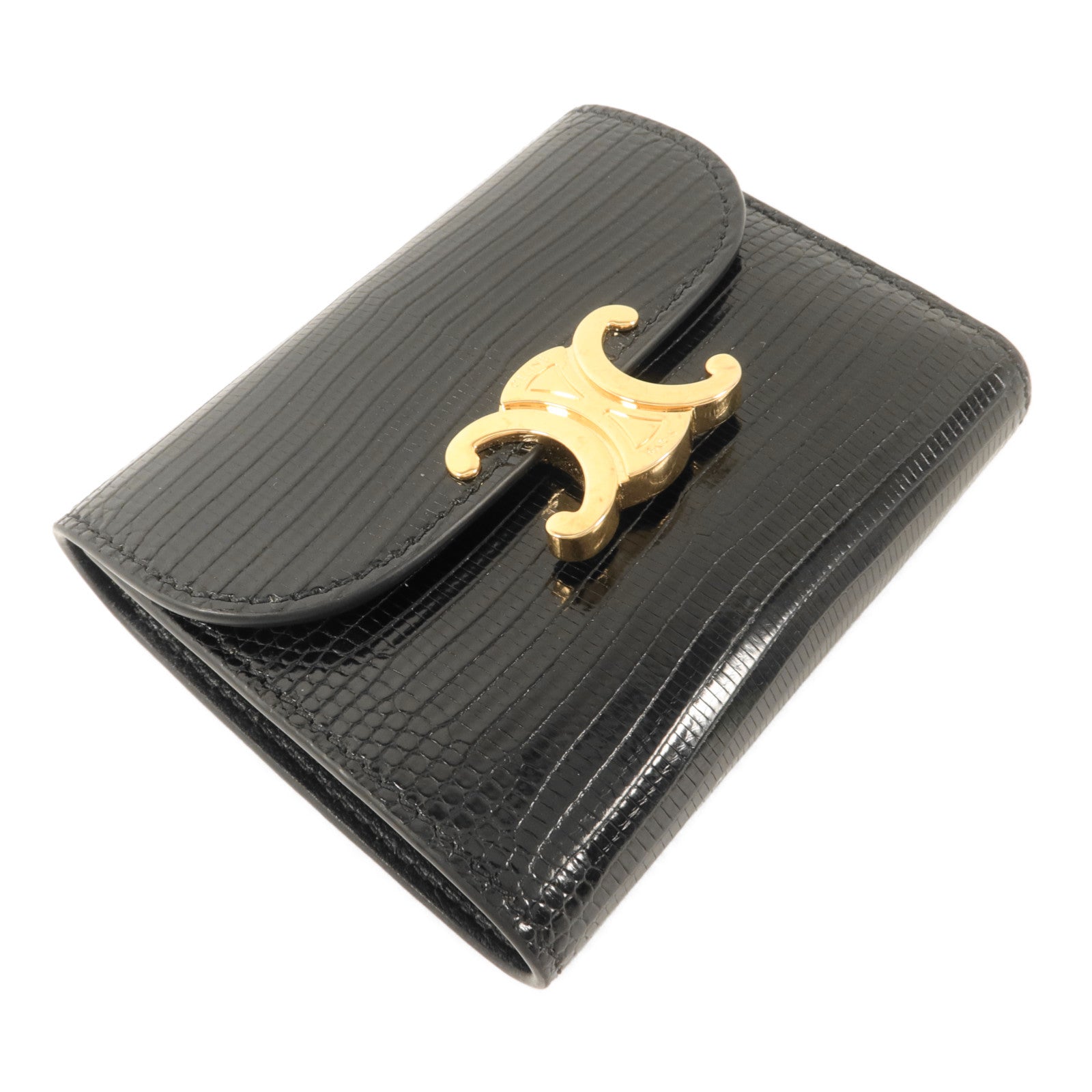 CELINE 蜥蝪皮革Triomphe Trifold Wallet錢包