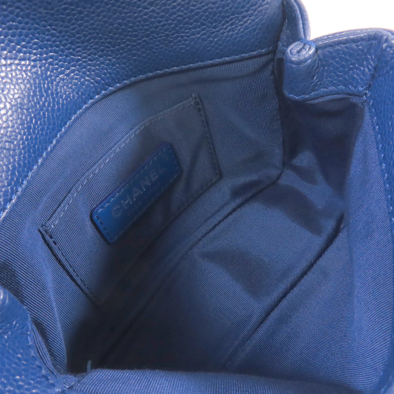 CHANEL 菱格Caviar皮革Chain Shoulder Bag鏈帶肩背袋藍色