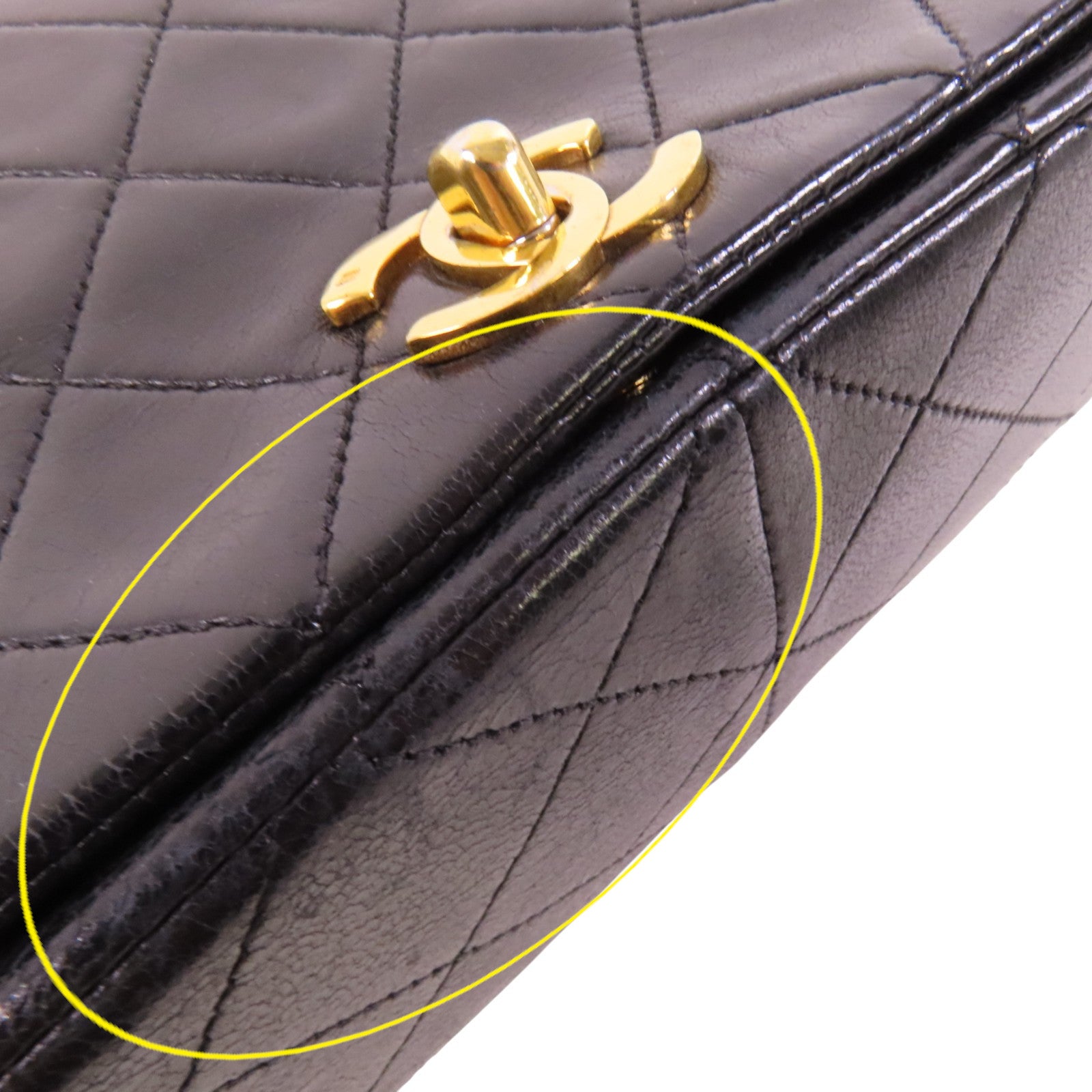 CHANEL 羊皮皮革Vintage Chain Shoulder金扣鏈帶肩背袋