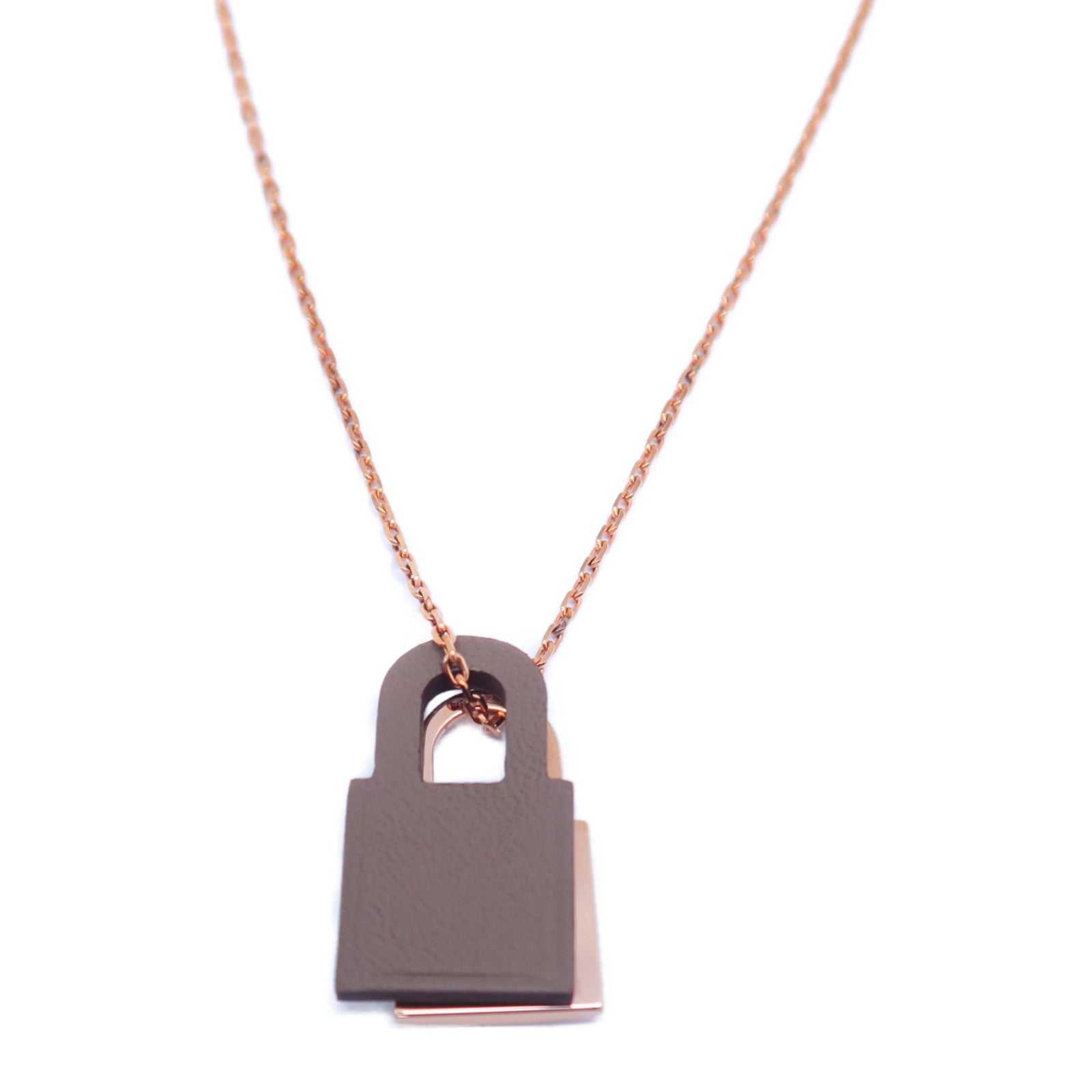HERMES 【激減優惠】18K玫瑰金O'Kelly Necklace項鍊玫瑰金/卡其色