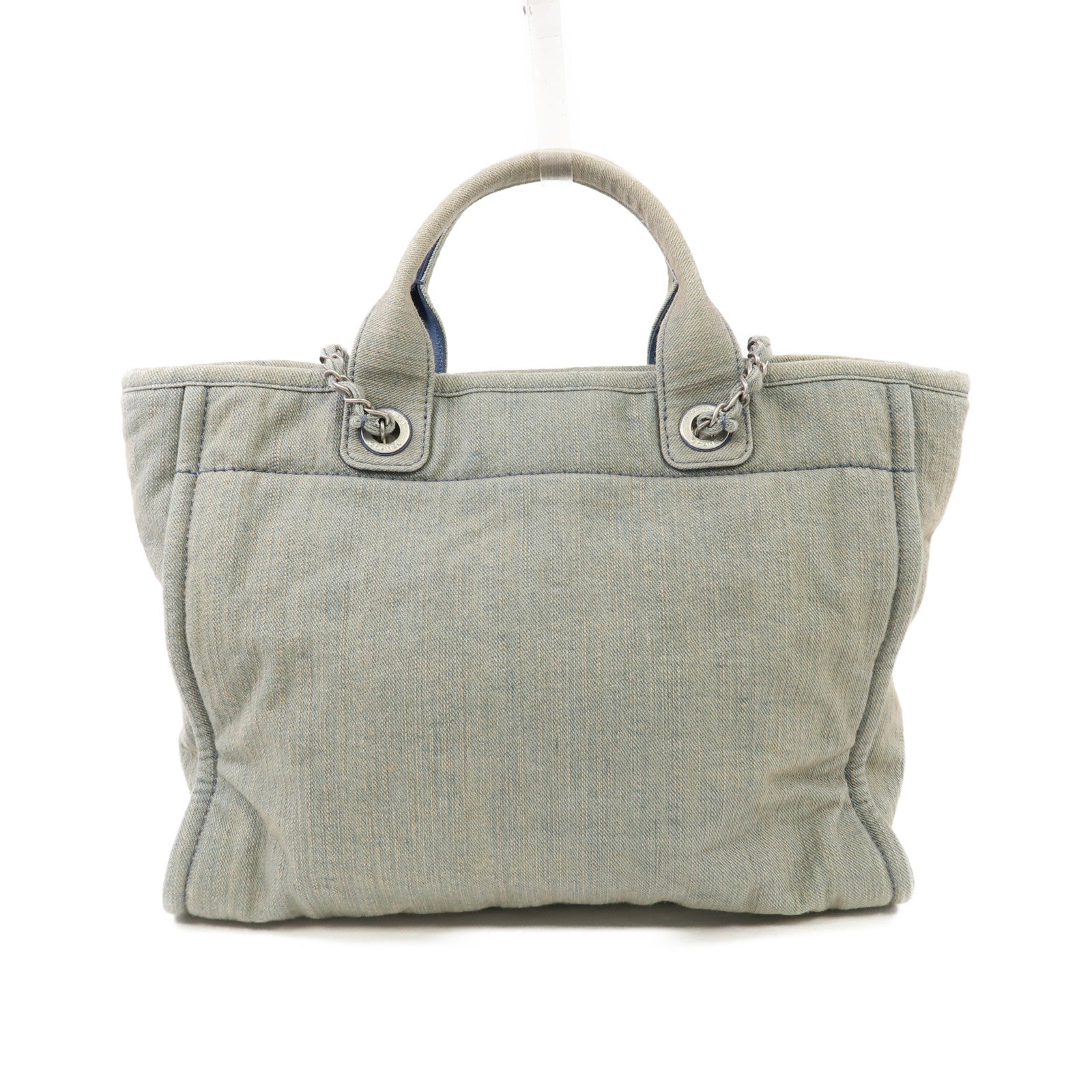 CHANEL 【激減優惠】牛仔布2 Way Shoulder Bag銀扣手挽肩背兩用袋藍色