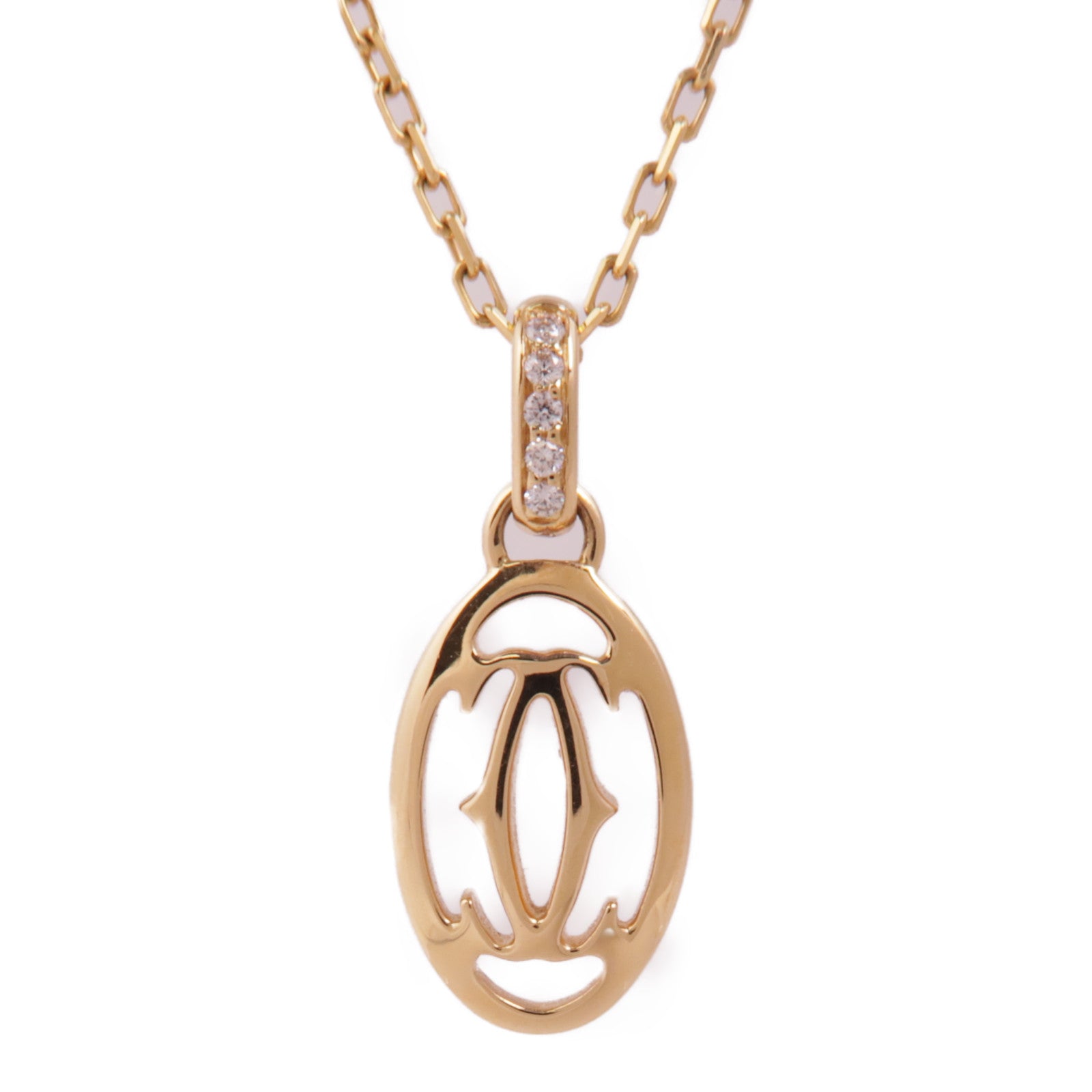 CARTIER 18K玫瑰金Double C De Cartier鑽石項鍊