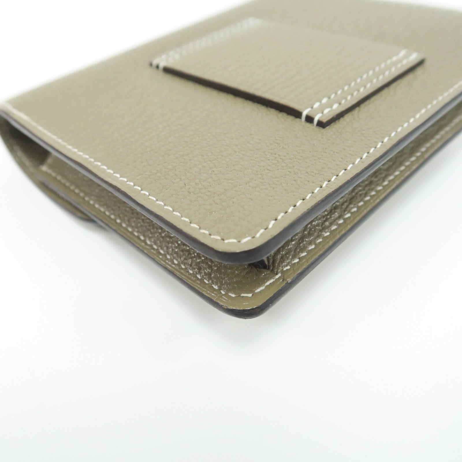 HERMES Chevre皮革Roulis Slim銀扣腰包大象灰色