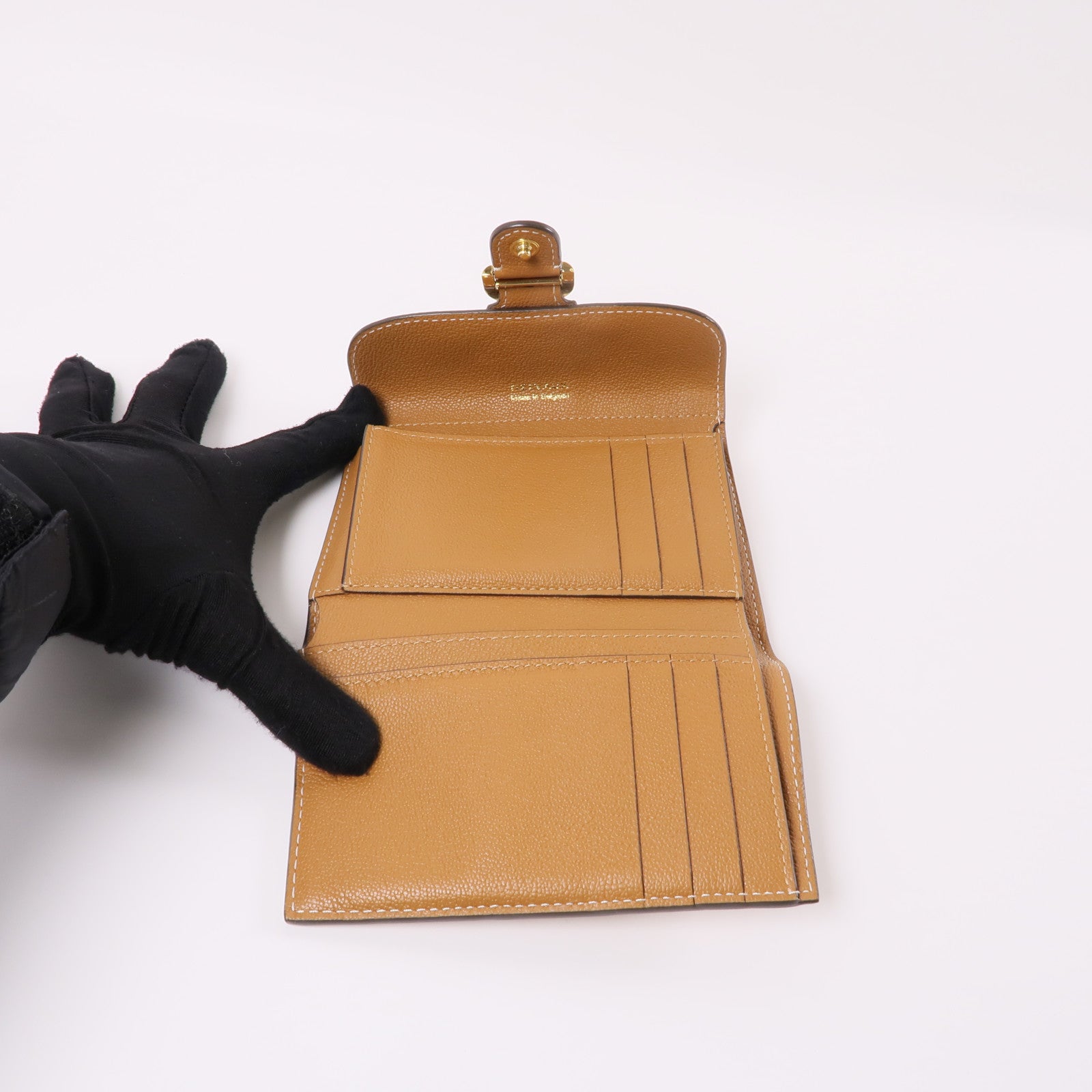 Delvaux 牛皮皮革Wallet金扣錢包棕色