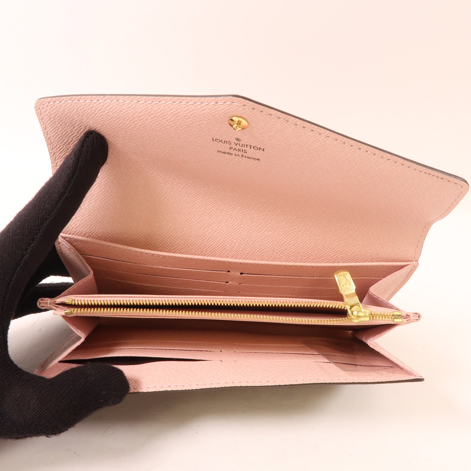 LOUIS VUITTON Monogram Sarah Wallet金扣長錢包啡色