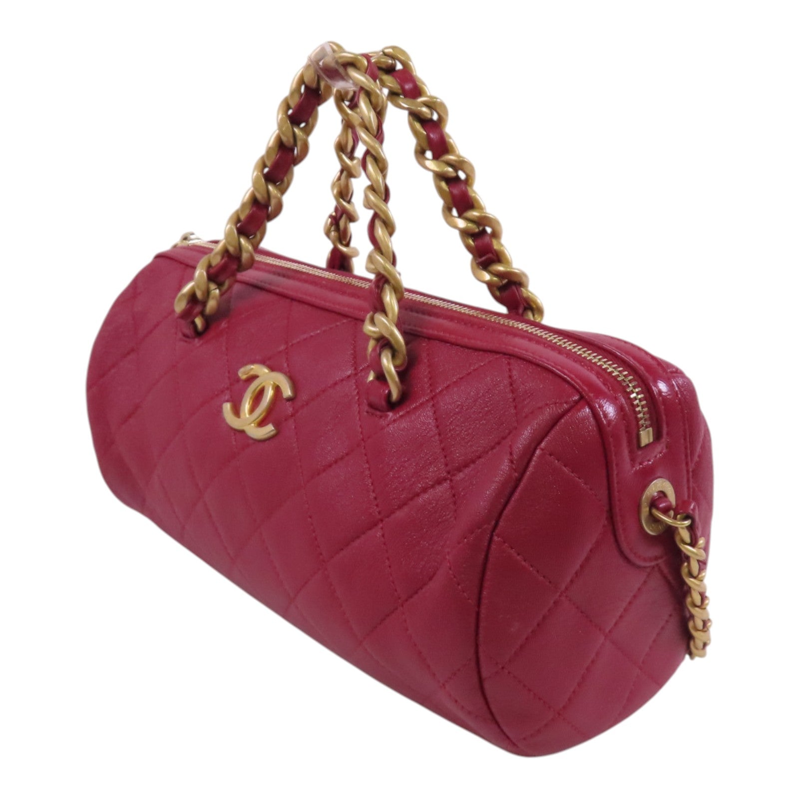 CHANEL 牛皮皮革Chain 2Way Shoulder Bag金扣鏈帶手挽肩背兩用袋