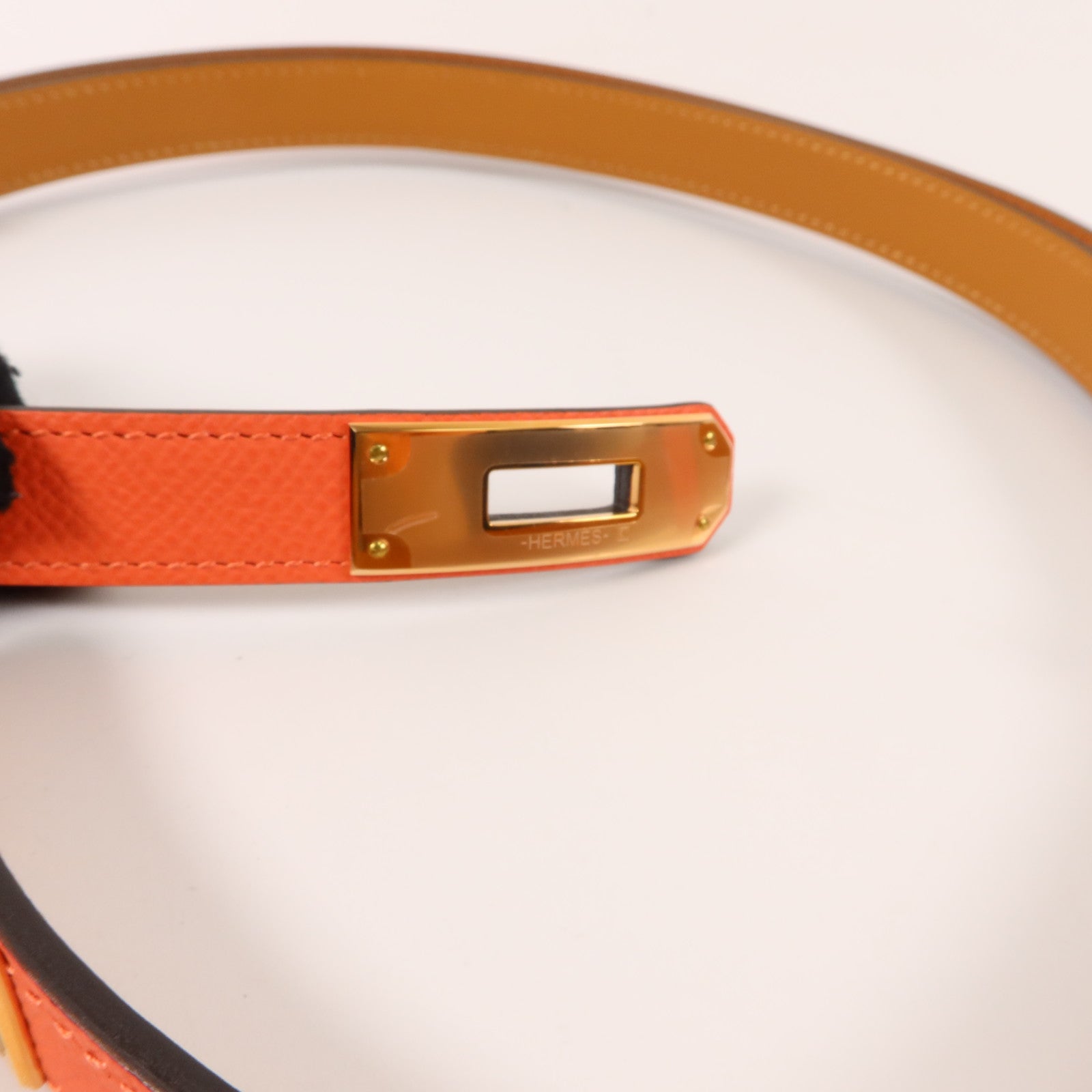 HERMES Epsom皮革Kelly 18 Belt皮帶Rose Jaipur