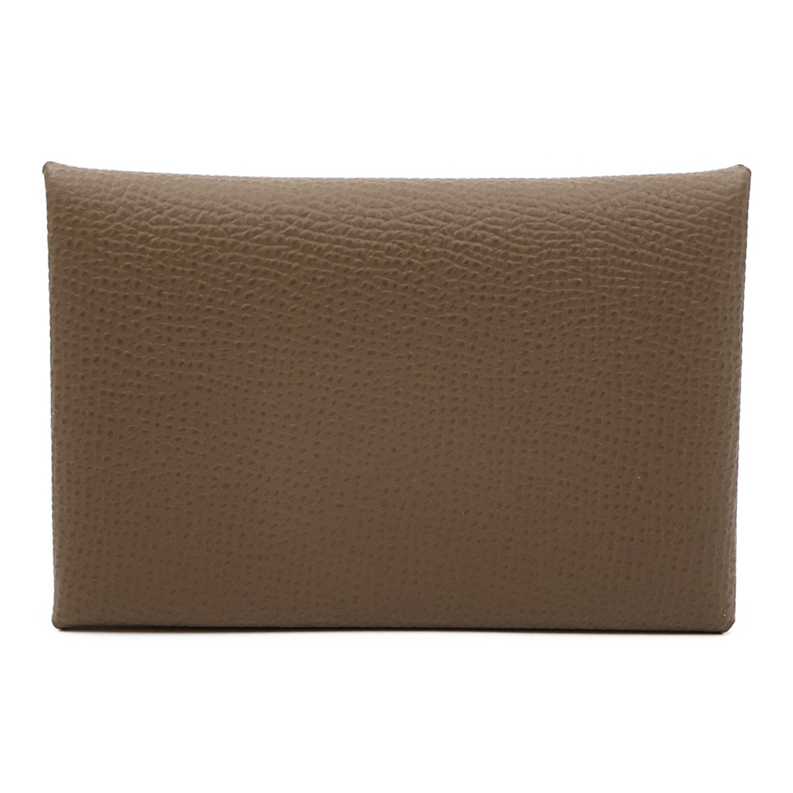 HERMES 【激減優惠】Epsom皮革Calvi Card Case銀扣卡片套Etoupe