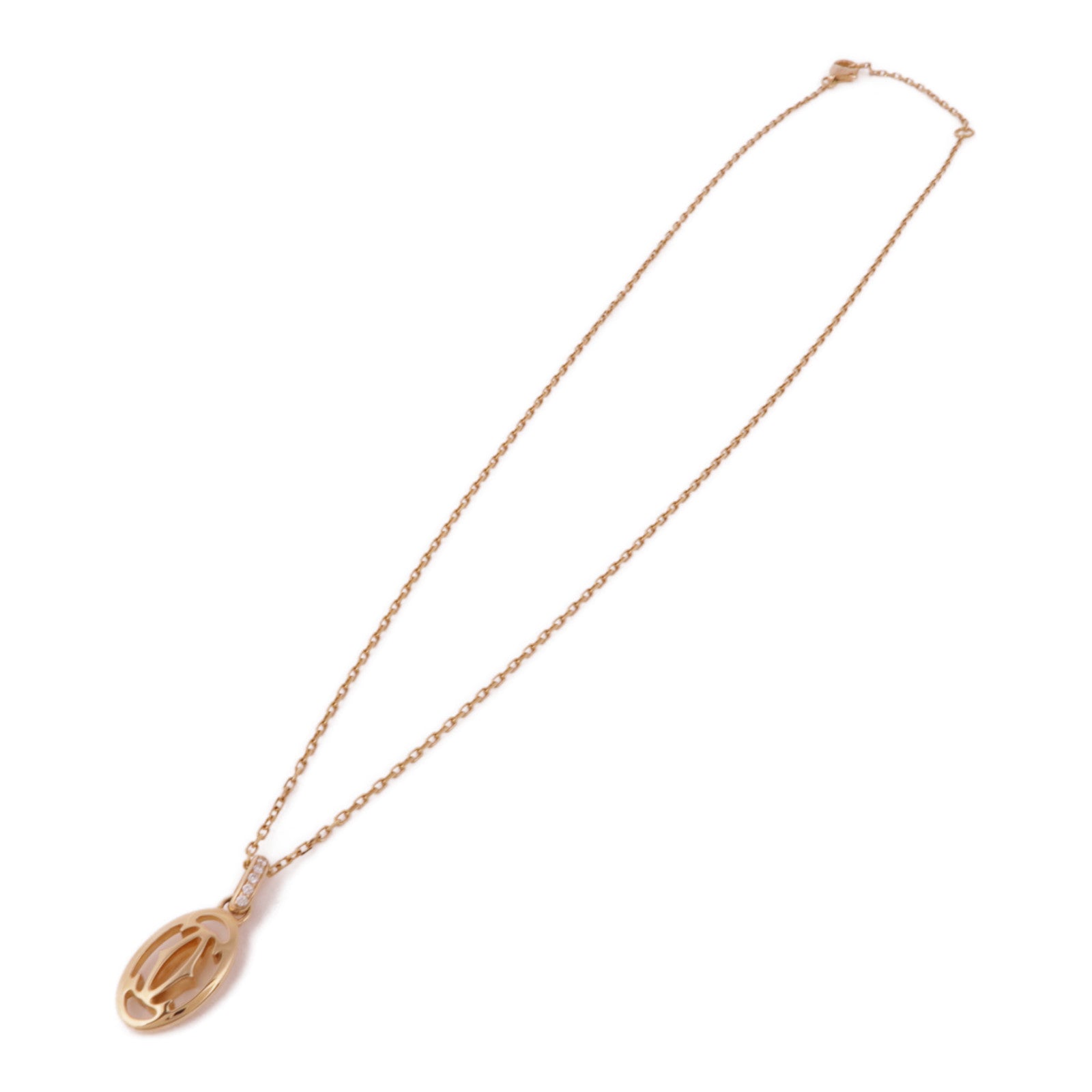 CARTIER 18K玫瑰金Double C De Cartier鑽石項鍊