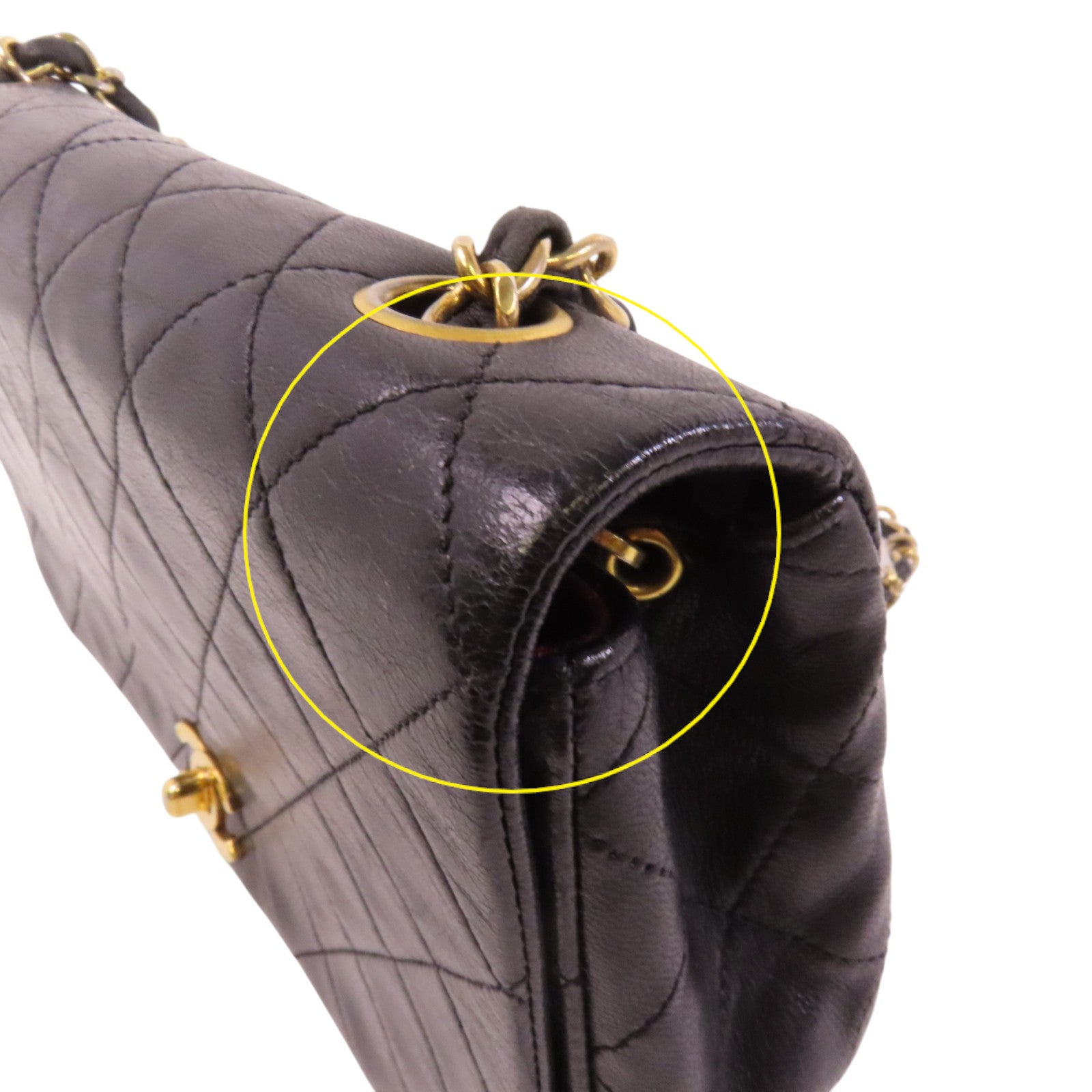 CHANEL 羊皮皮革Vintage Chain Shoulder金扣鏈帶肩背袋