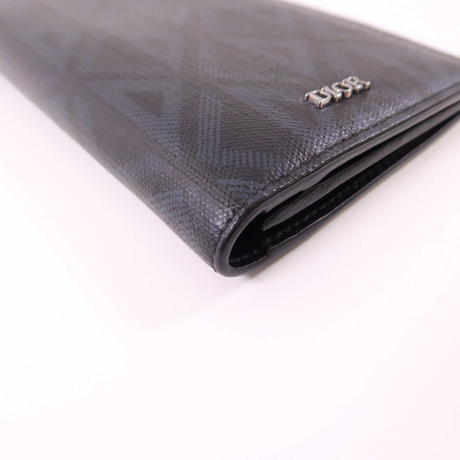 Dior 【激減優惠】塗層帆布Fold Wallet銀扣長錢包黑色