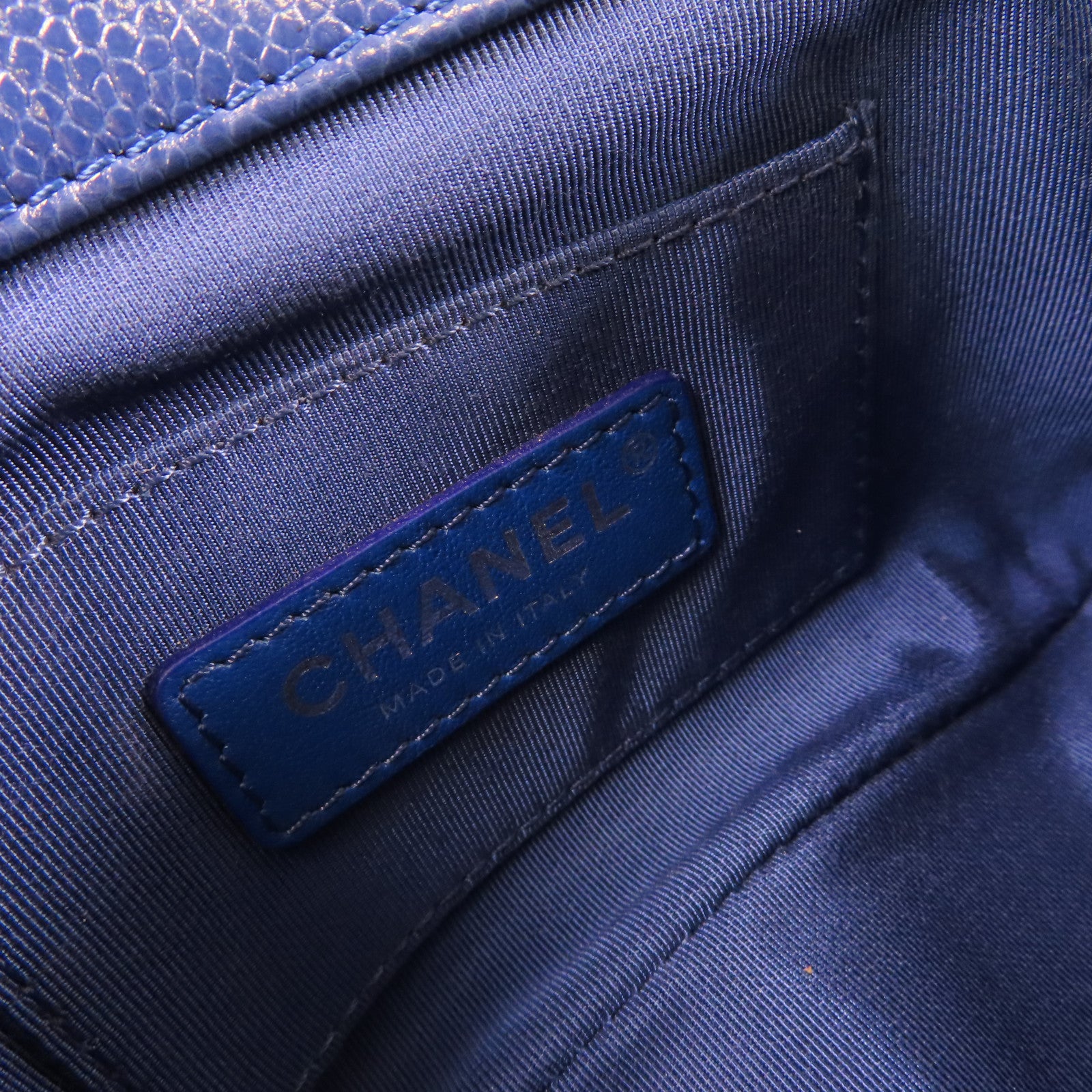 CHANEL 菱格Caviar皮革Chain Shoulder Bag鏈帶肩背袋藍色