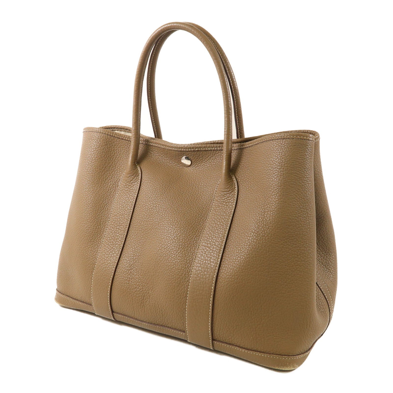 HERMES Negonda皮革Garden Party PM銀扣手挽袋Etoupe