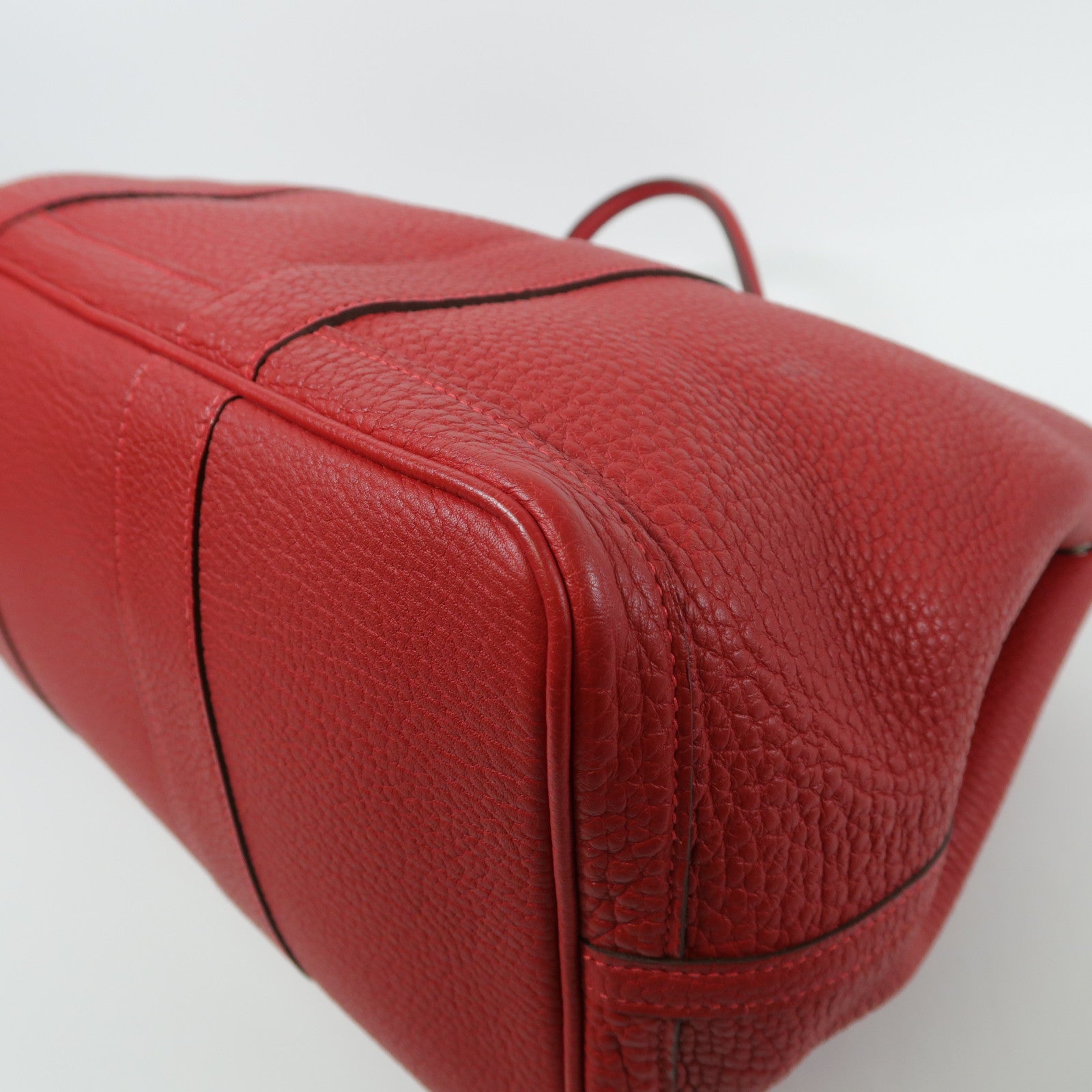 HERMES Negonda皮革Garden Party PM銀扣手挽袋Rouge Piment