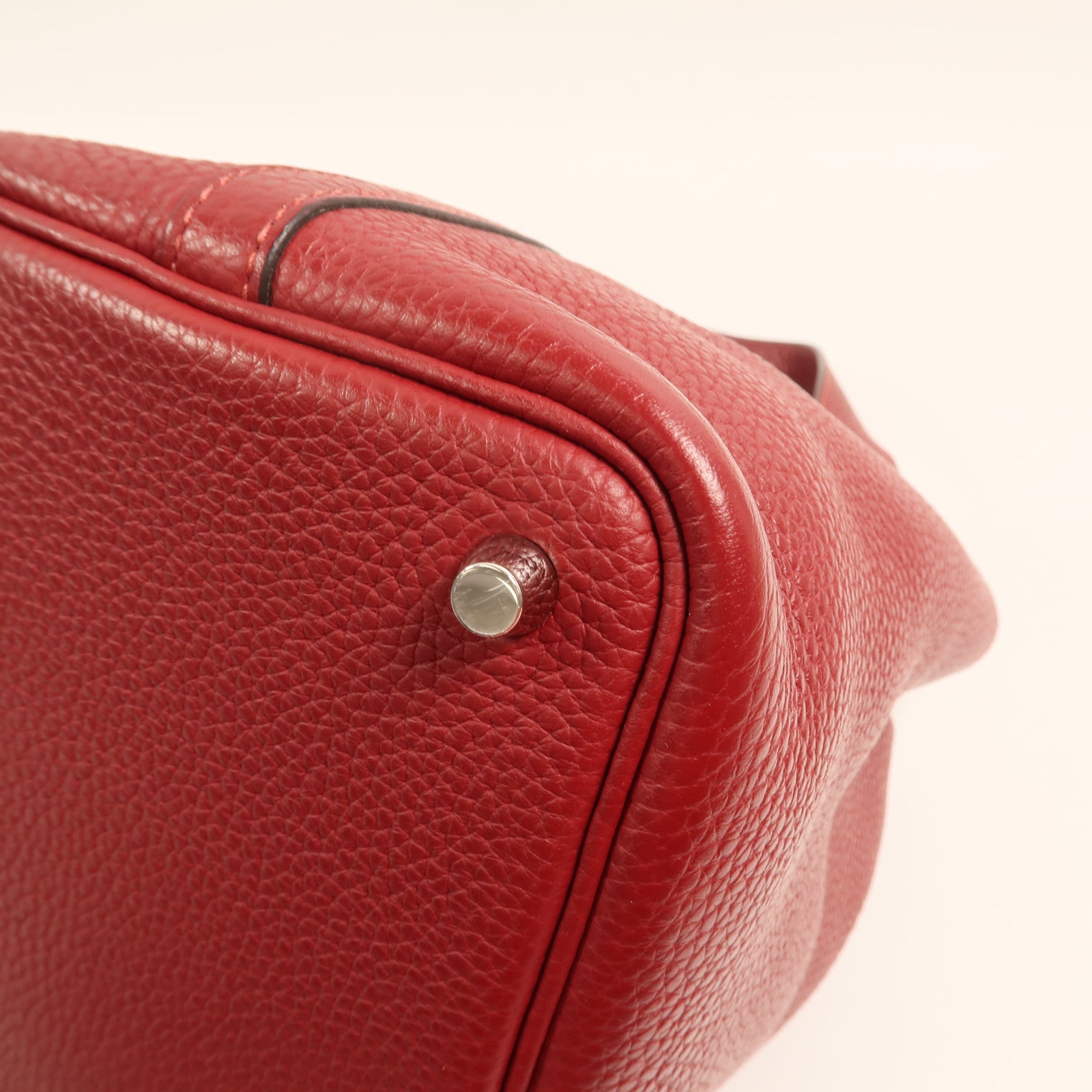 HERMES Clemence皮革Picotin PM銀扣手挽袋Rouge Grenat