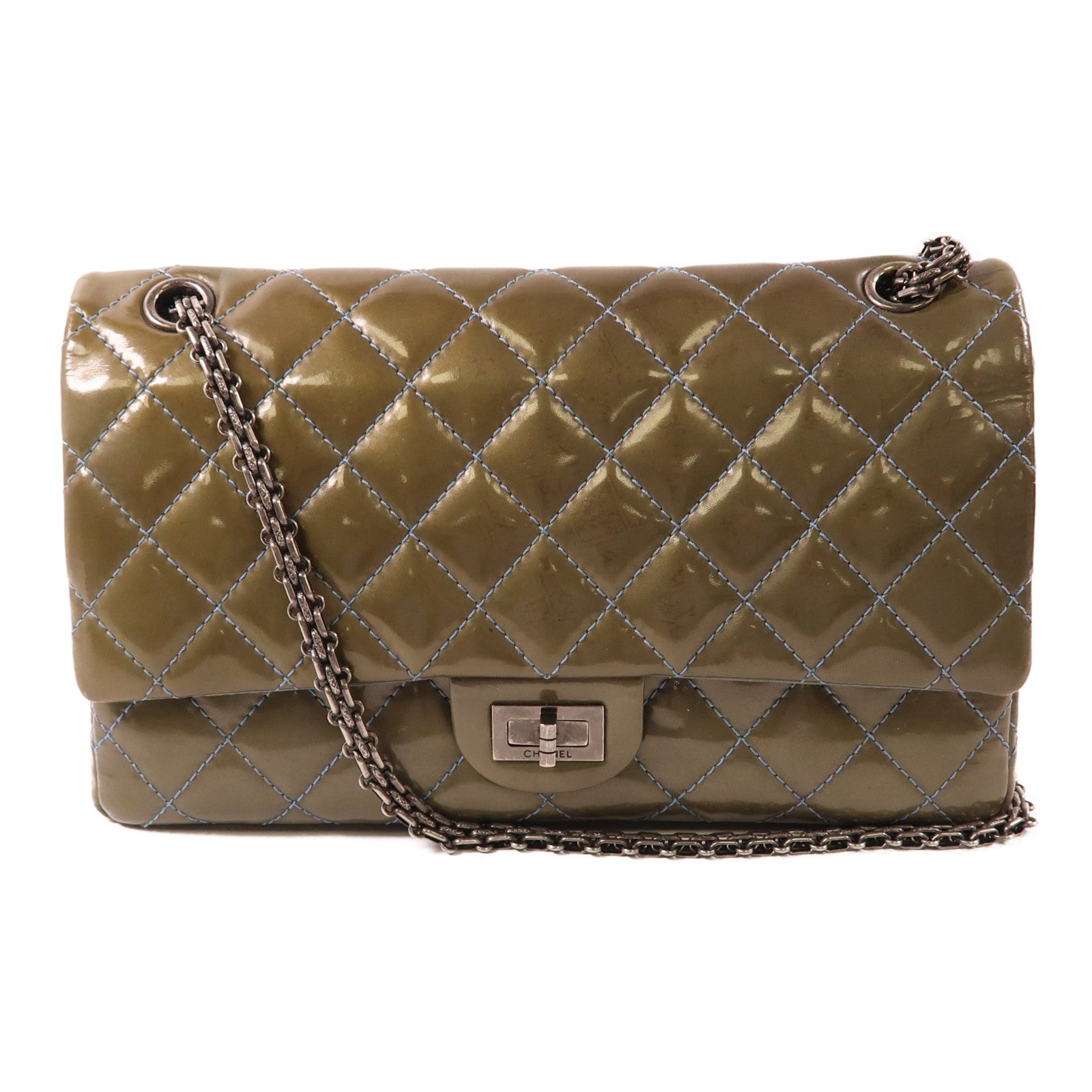 CHANEL 【激減優惠】漆皮皮革2.55鏈帶肩背袋