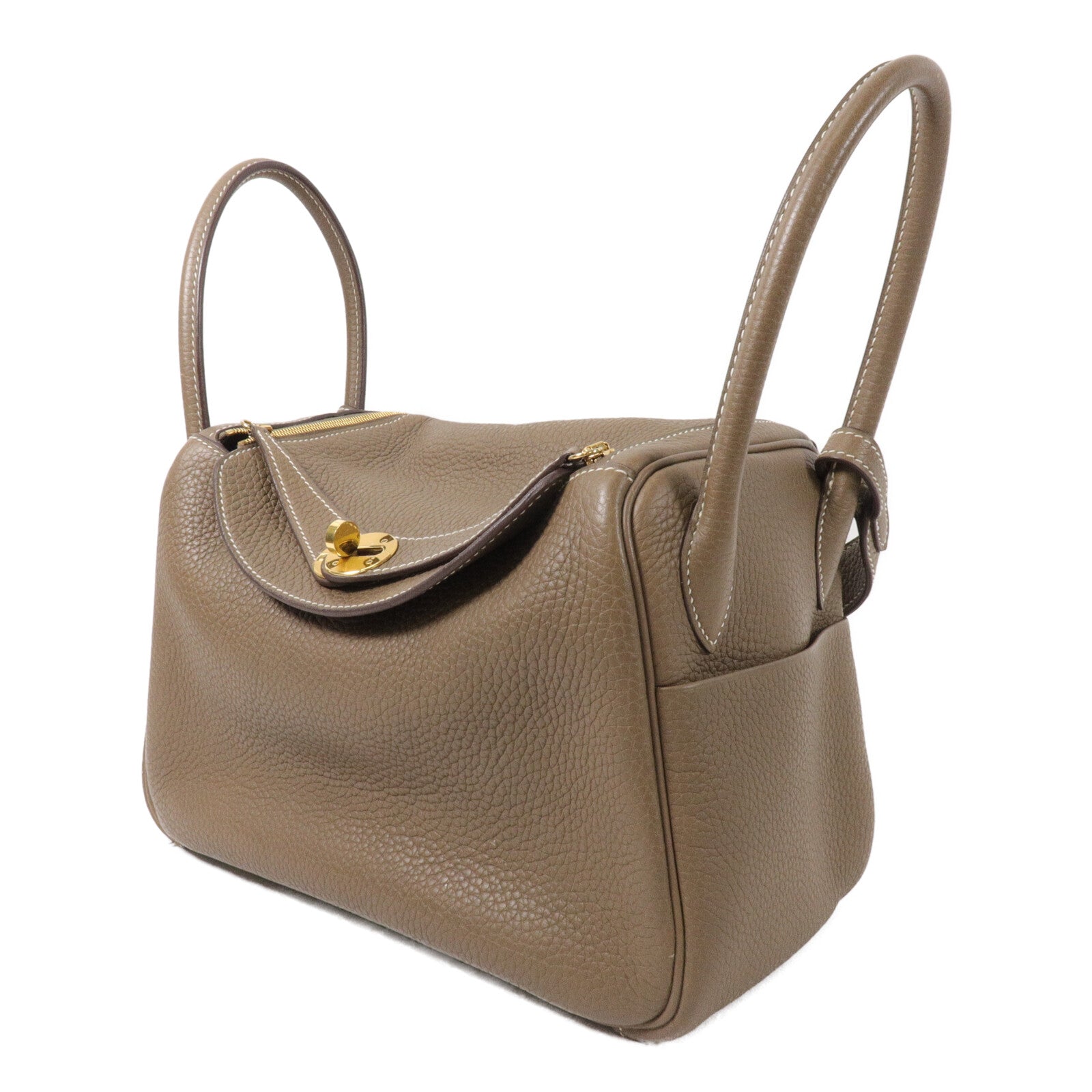 HERMES Clemence皮革Lindy 26手挽肩背兩用袋Etoupe