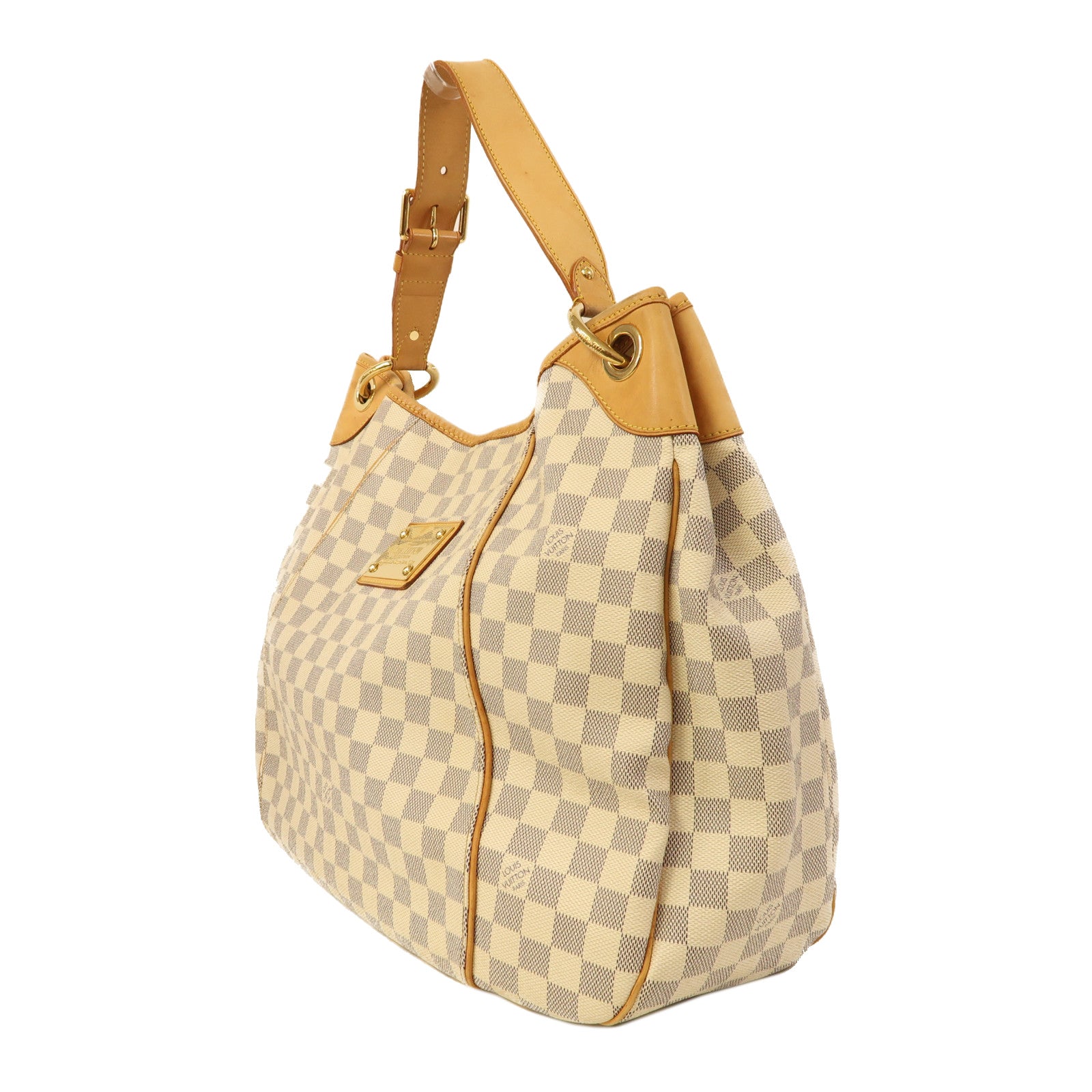 LOUIS VUITTON【激減優惠】 Damier Azur Galliera GM金扣肩背袋白色