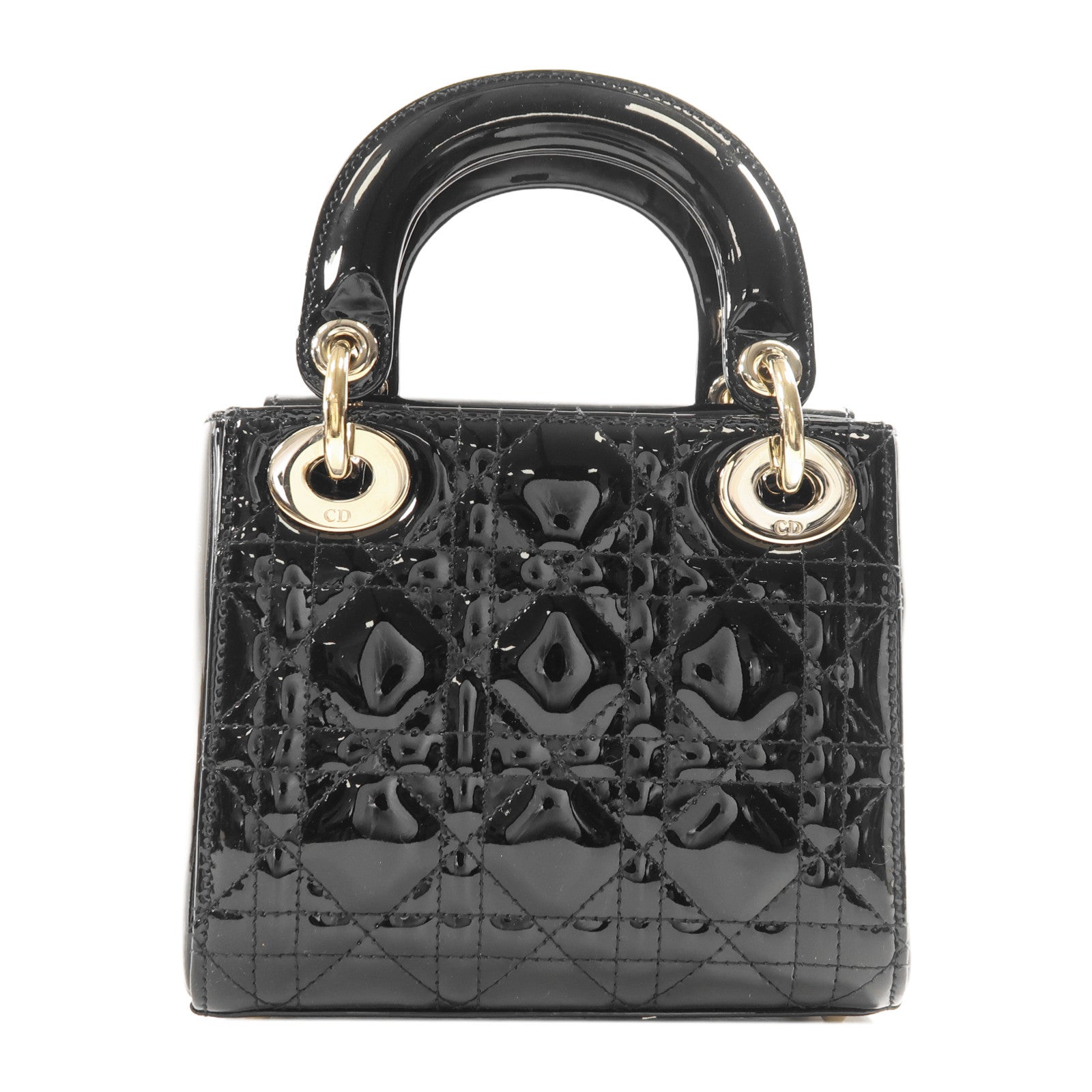 Dior 漆皮皮革Lady Dior金扣手挽肩背兩用袋