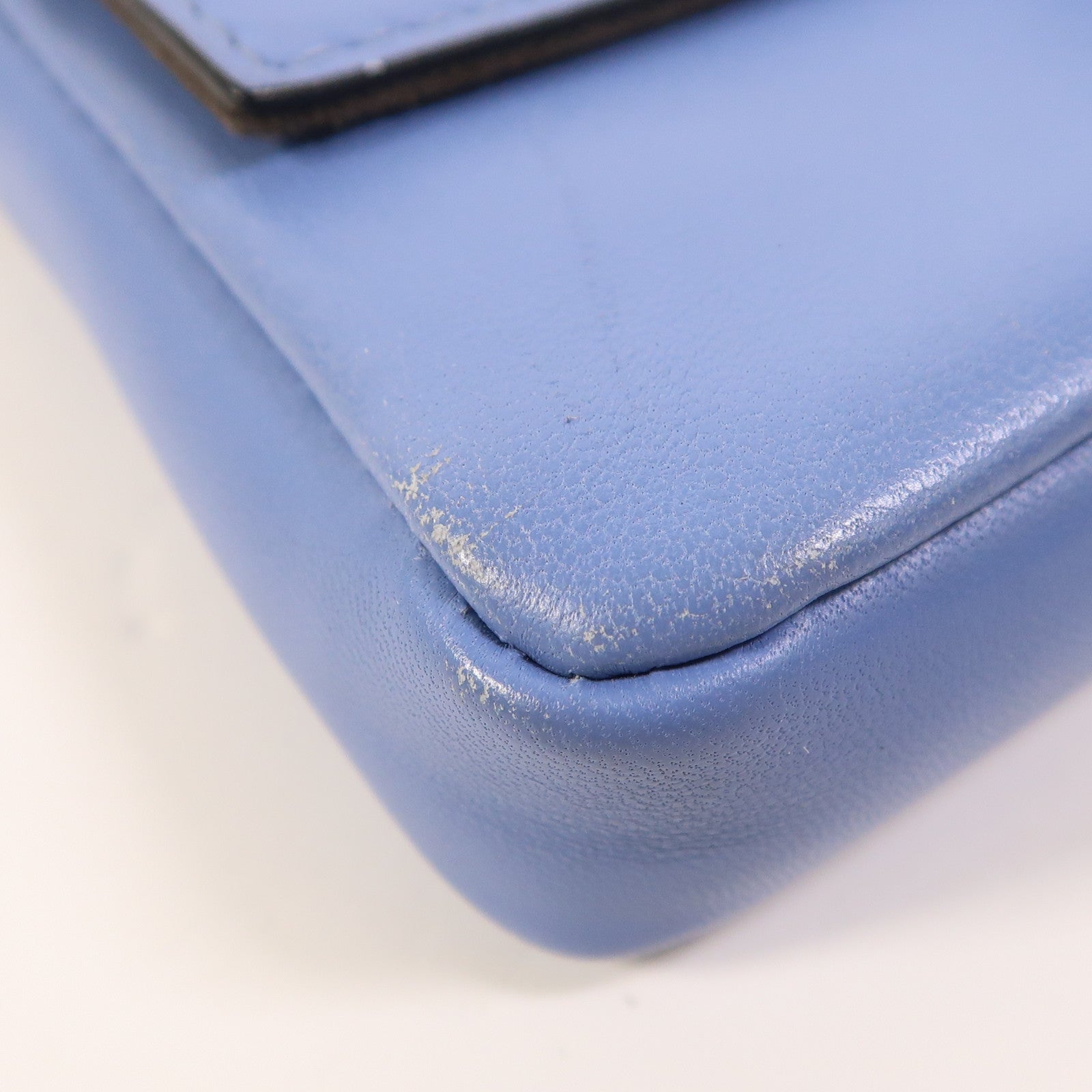 FENDI 牛皮皮革Micro Baguette銀扣手挽肩背兩用袋