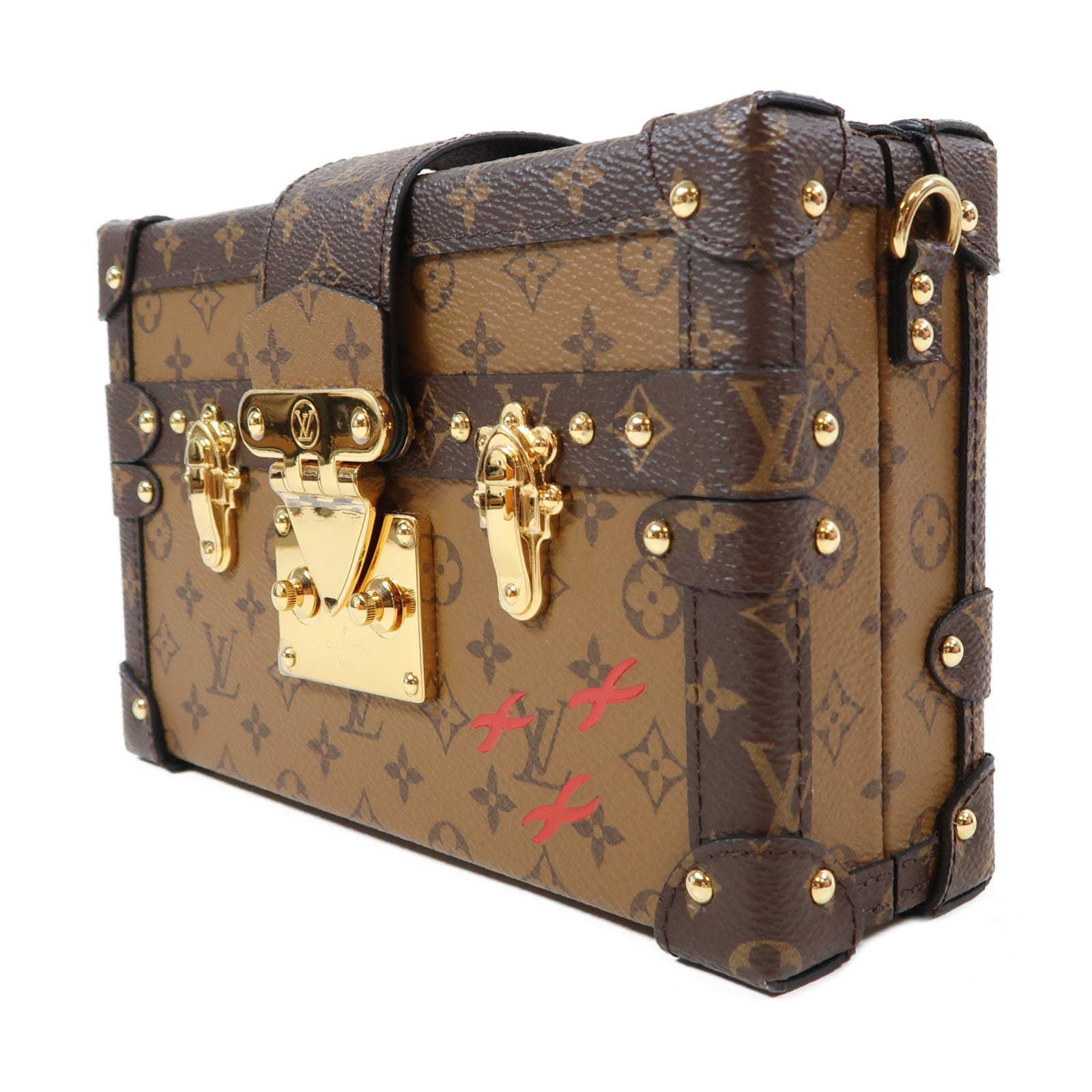 LOUIS VUITTON Monogram Reverse Petite Malle金扣肩背袋啡色