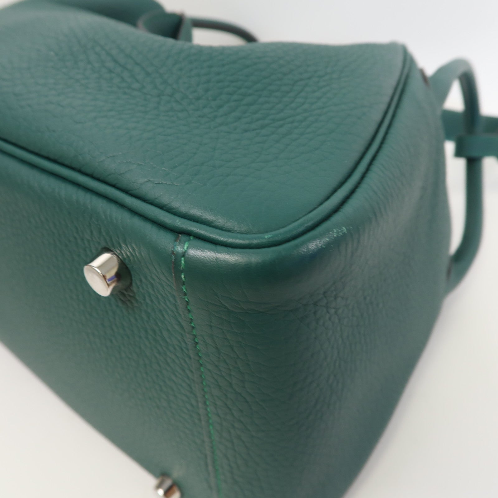 HERMES Clemence皮革Lindy 30銀扣手挽肩背兩用袋Malachite/綠色